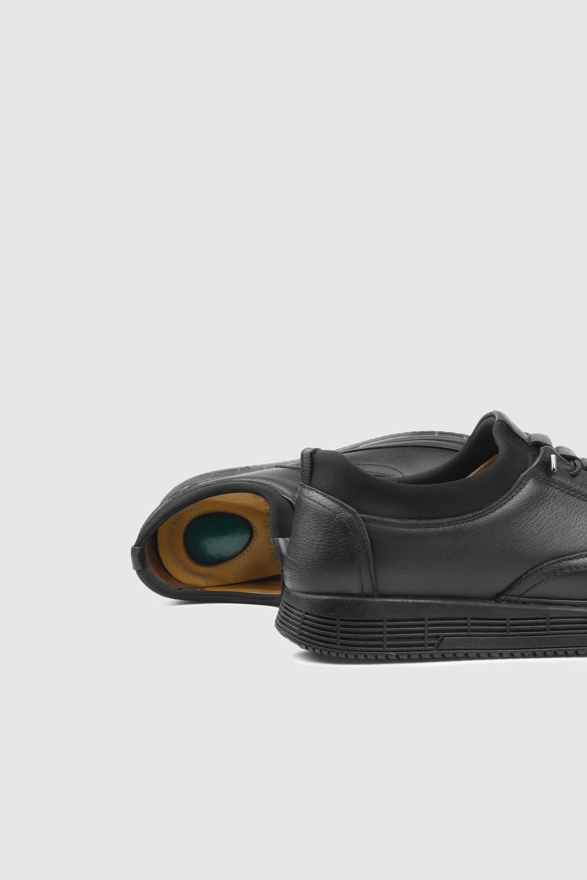 Hakiki Deri Jelli Ortopedik Siyah Erkek Ayakkabı GAMZE 25K 008 Erkek Rahat & Confort Anatomik Wow Plus GAMZE 25K 008 MER KAUÇUK