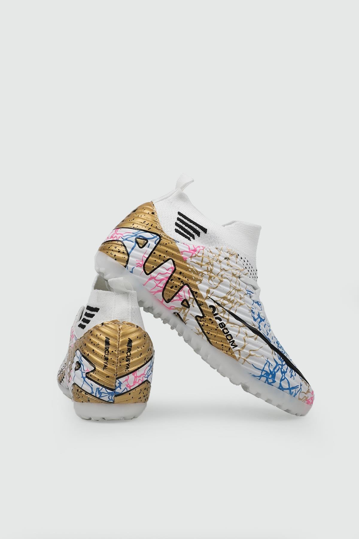 Halı Saha Beyaz Altın Desen Erkek Spor Ayakkabı 565 Unisex Futbol Twingo LALİGA 565 Filet 25Y