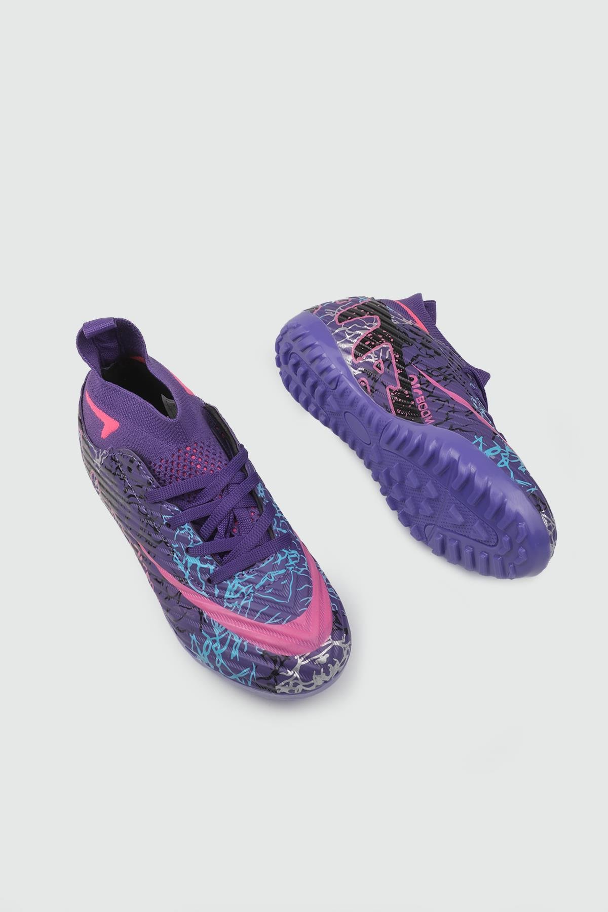 Halı Saha Mor Fuşya Desen Çocuk Spor Ayakkabı 600 Çocuk Futbol Twingo LALİGA 600 FİLET 25Y