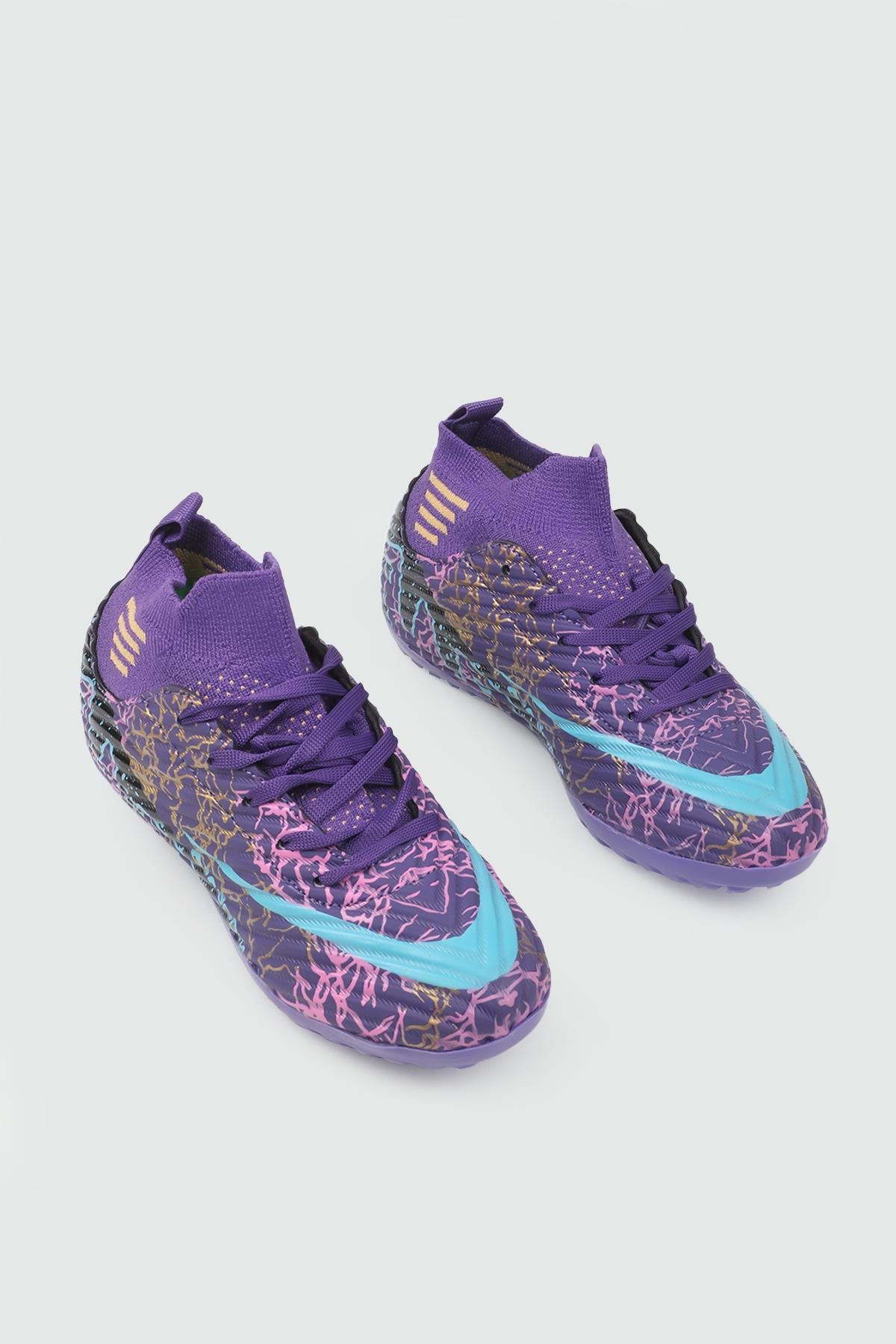 Halı Saha Mor Turkuaz Desen Erkek Spor Ayakkabı 565 Unisex Futbol Twingo LALİGA 565 Filet 25Y