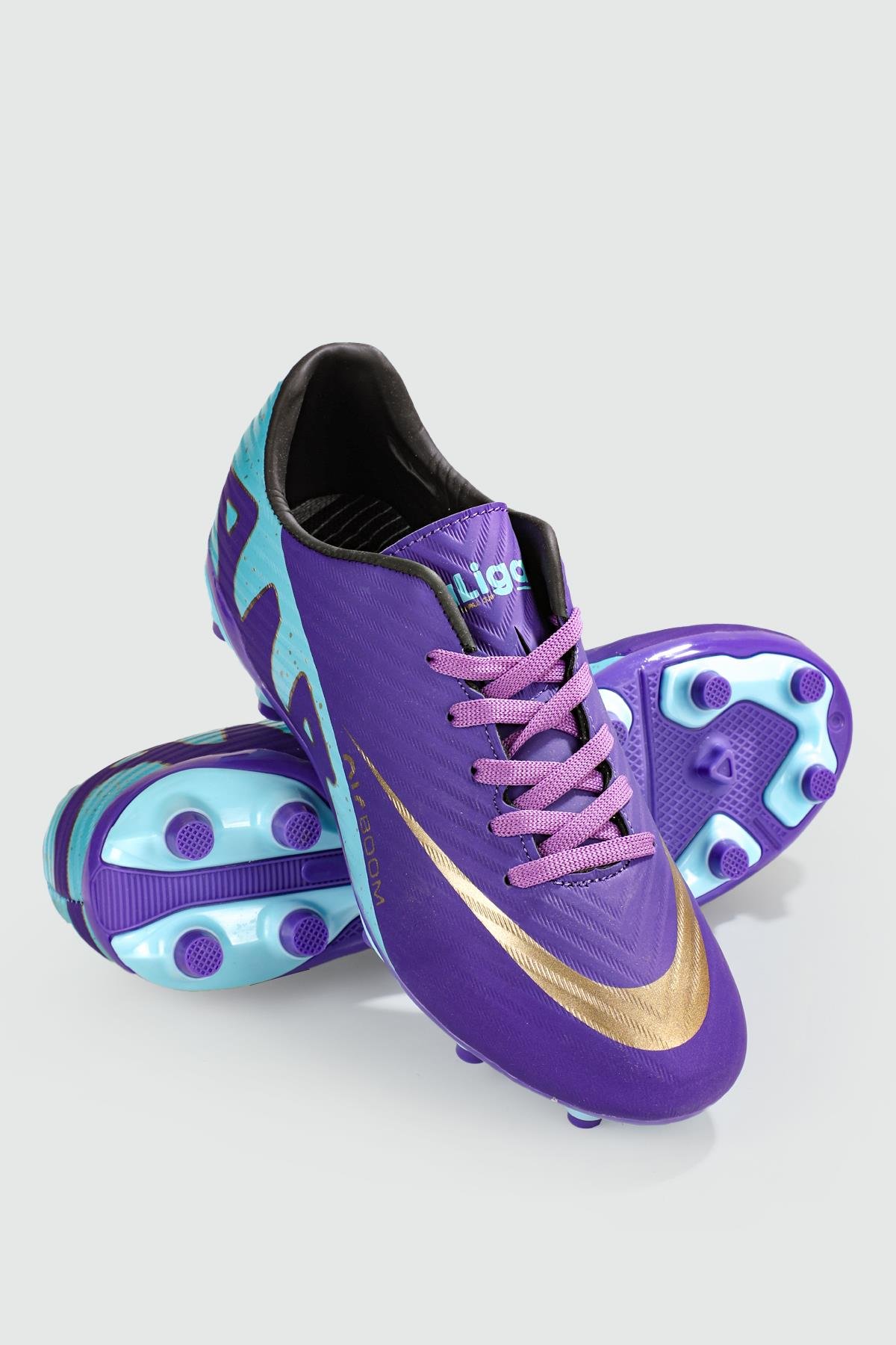 Halı Saha Mor Turkuaz Unisex Spor Ayakkabı 570 Unisex Futbol Twingo LALİGA 570 Unisex Krampon