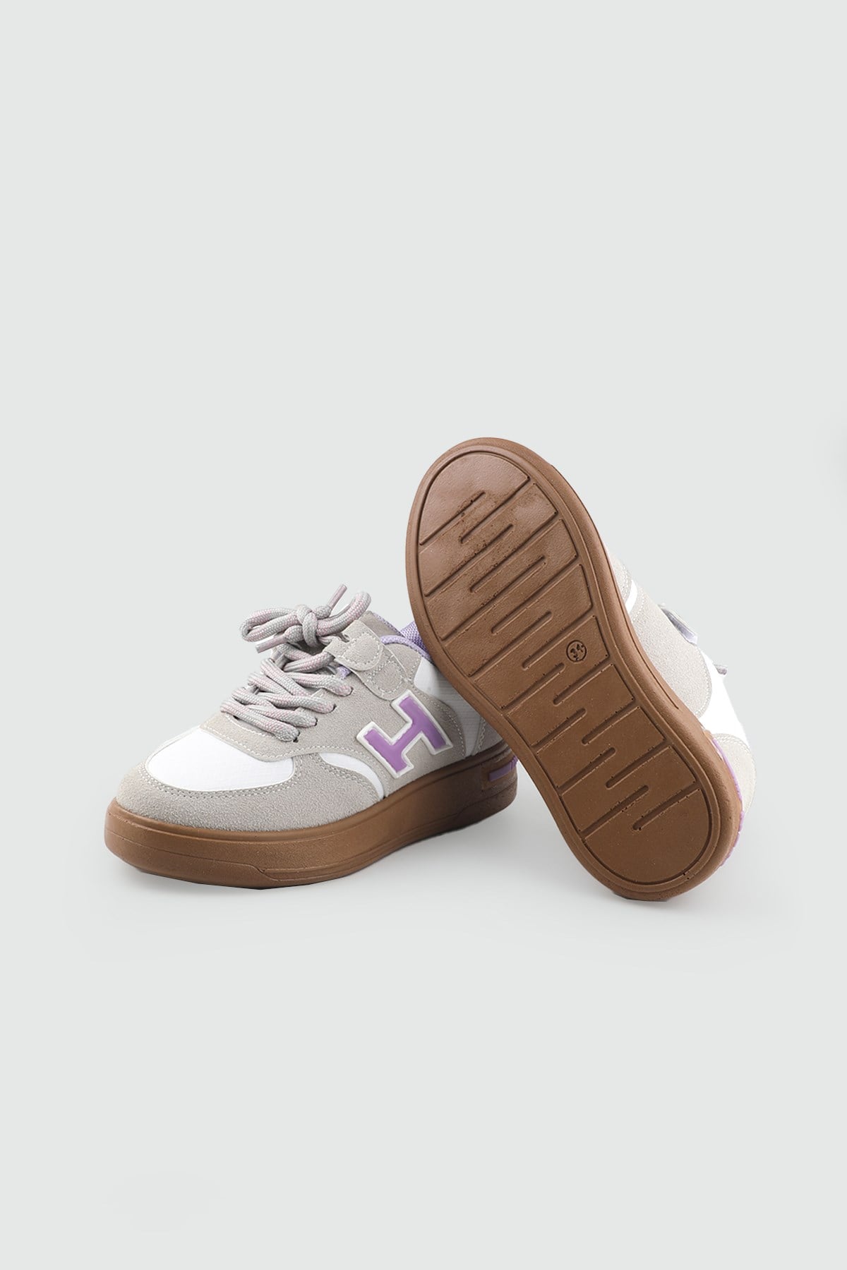 Hem Bağcıklı Hem Cırtlı Gri Lila Çocuk Günlük Spor Ayakkabı PROKİDS 5070 Çocuk Sneaker PROKİDS PROKİDS 5070 FİLET 26K