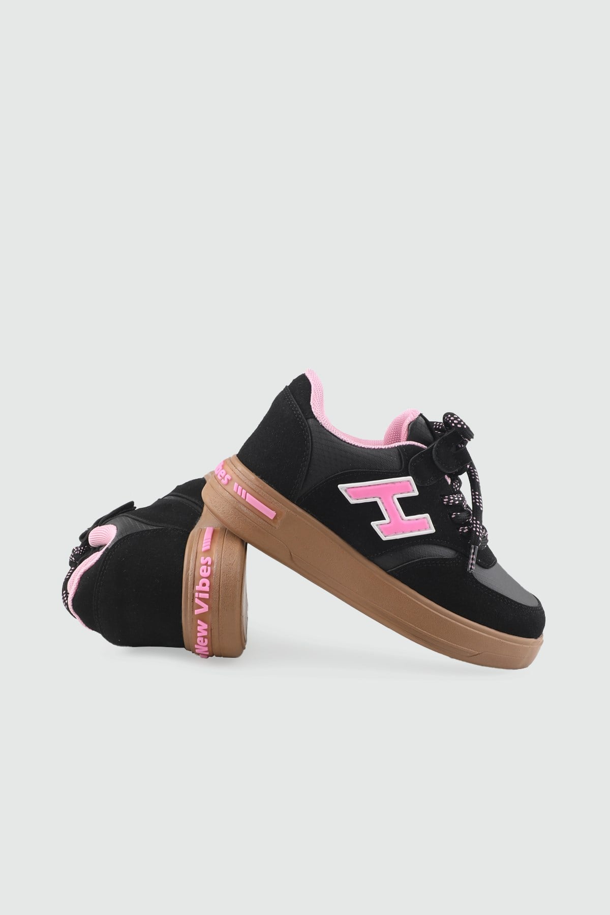 Hem Bağcıklı Hem Cırtlı Siyah Pembe Çocuk Günlük Spor Ayakkabı PROKİDS 5070 P Kategorisiz PROKİDS PROKİDS 5070 PATİK 26K