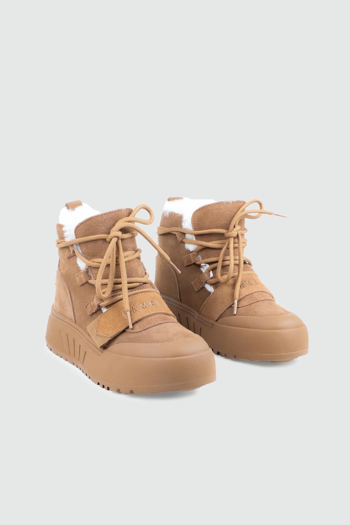 İçi Kürklü Boğazlı Kadın Günlük Kahverengi Bağcıklı ve Cırtlı Bot GAMELU 25K TAPE Kategorisiz Gamelu GAMELU 25K TAPE KADIN BOT