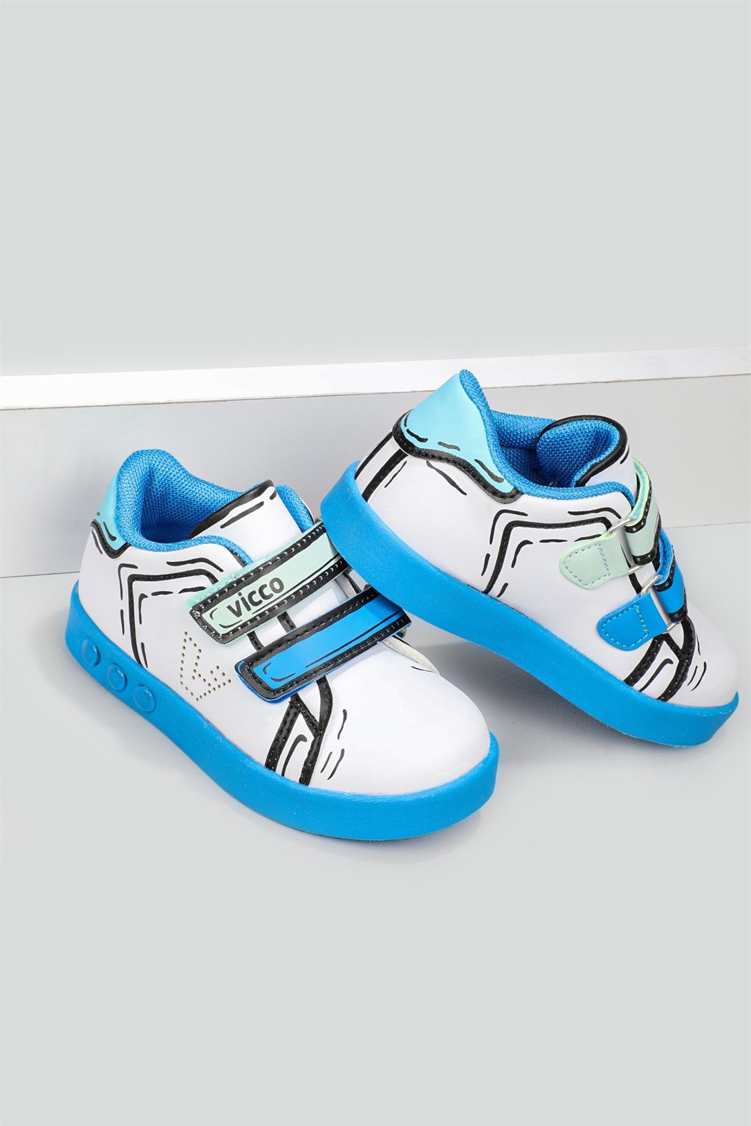 İlk Adım Işıklı Ortopedik Beyaz Sax Çocuk Spor Ayakkabı PİCASSO Bebek Sneaker Vicco VİCCO 153 Picasso 22Y