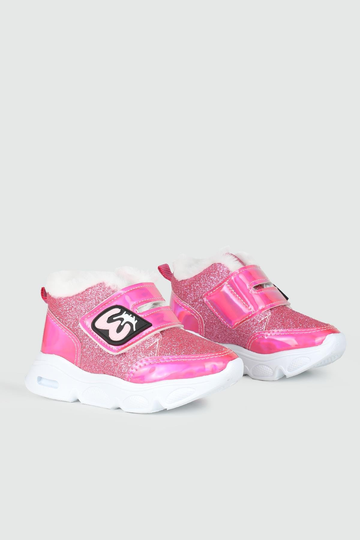 Işıklı Kürklü Cırtlı Kaymaz Taban Fuşya Simli Çocuk Bot 7500 Çocuk bot & Çizme Poliva POLİVA 7500 BEBE 24K