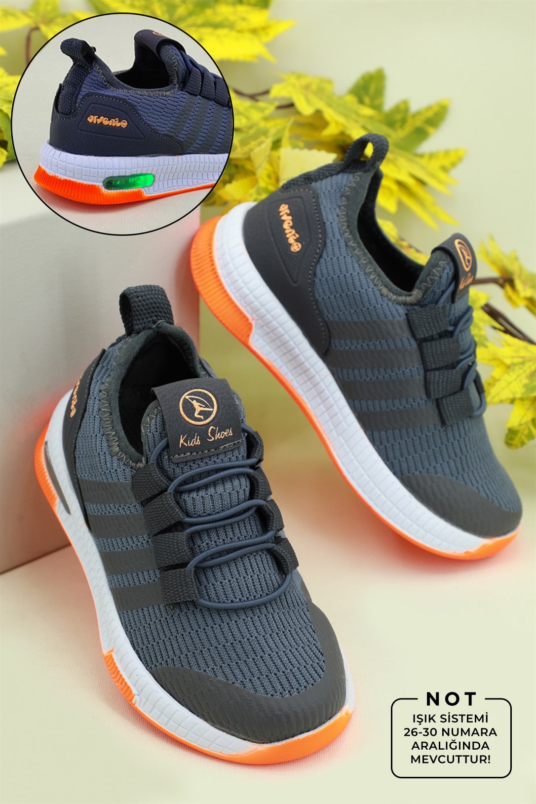 Işıklı Rahat Füme Çocuk Spor Ayakkabı 500 Çocuk Günlük Spor Ayakkabı Arvento ARVENTO 500 Çocuk