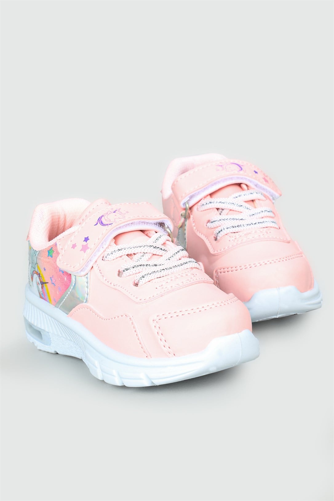 Işıklı Sneaker Pembe Gümüş Çocuk Spor Ayakkabı NESSI PU Çocuk Günlük Spor Ayakkabı Kinetix SVNÇ NESSI PU BEBE SPOR
