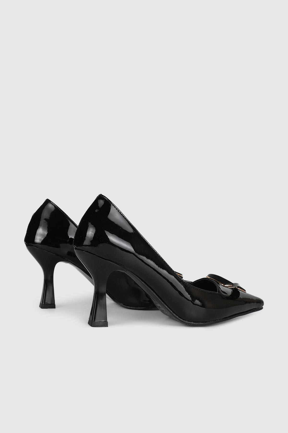 Kadeh Topuklu Sivri Burun Şık Siyah Rugan Kadın Ayakkabı MS-YSR127 Kadın Yüksek Topuklu MyBella My bella MS-YSR127 KADIN 24K