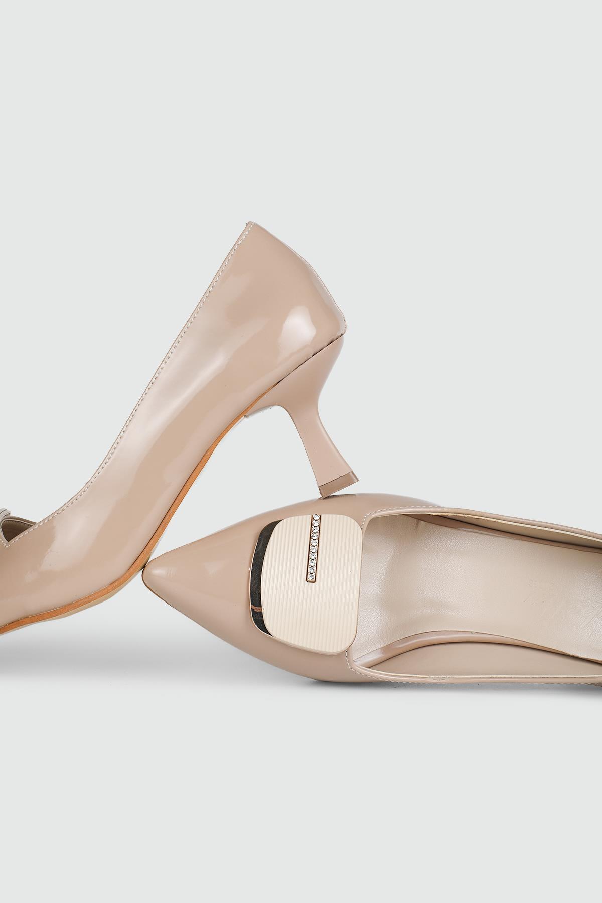 Kadeh Topuklu Sivri Burun Şık Ten Rugan Kadın Ayakkabı MS-YSR105 Kadın Alçak Topuklu MyBella My bella MS-YSR105 KADIN 24K