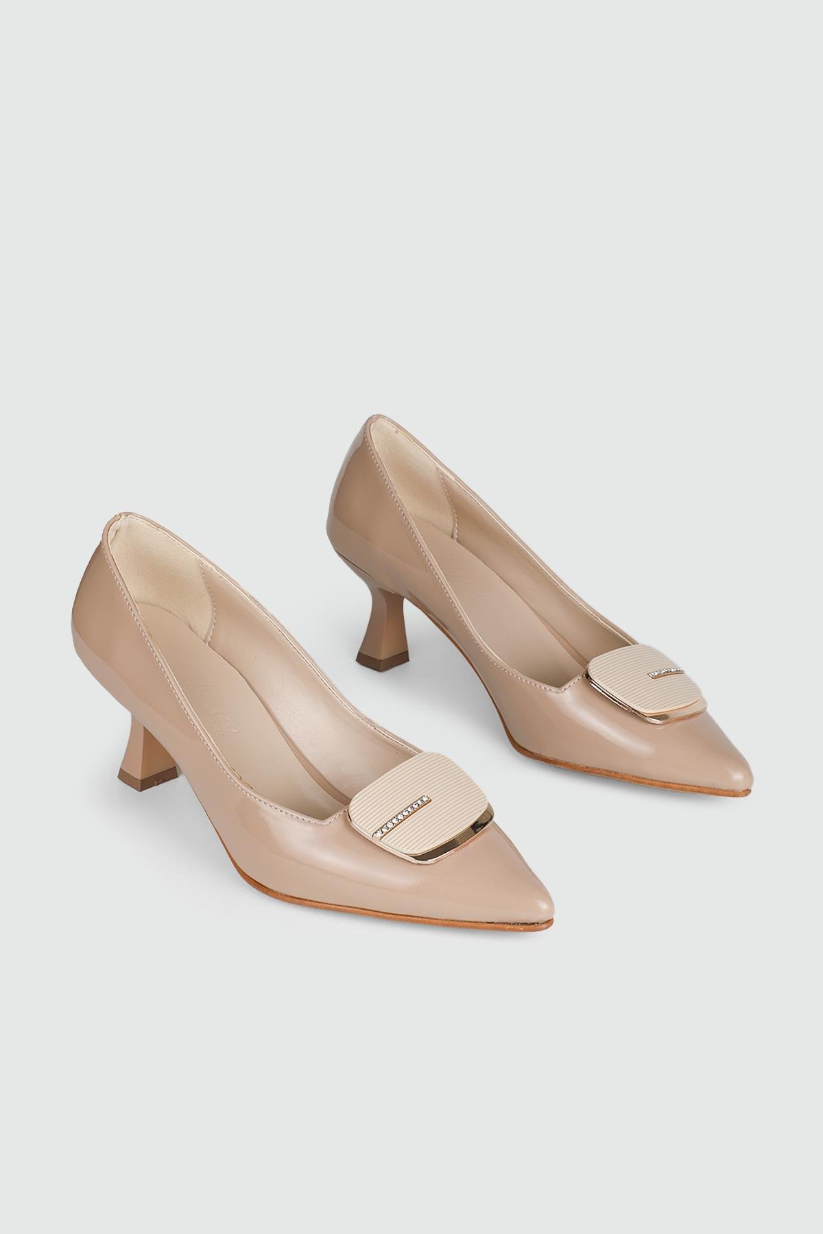 Kadeh Topuklu Sivri Burun Şık Ten Rugan Kadın Ayakkabı MS-YSR105 Kadın Alçak Topuklu MyBella My bella MS-YSR105 KADIN 24K