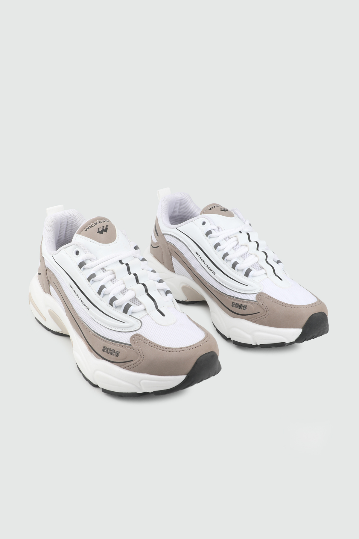 Kalın Taban Erkek Spor Ayakkabı Beyaz Bej Bağcıklı Erkek Spor Ayakkabı WİCKERS 2975 Kategorisiz Wickers WİCKERS 26Y 2975 MER SPOR