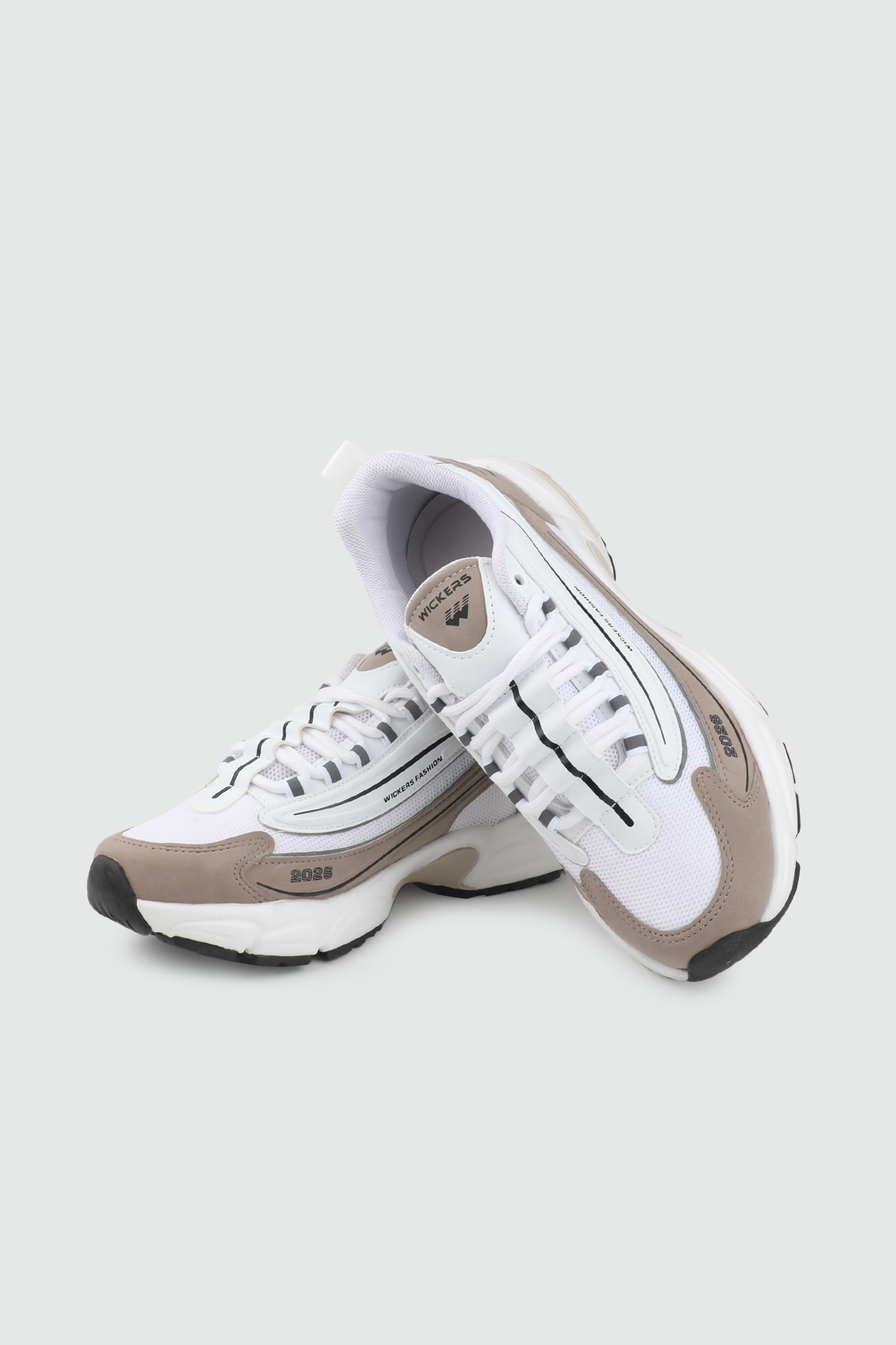 Kalın Taban Erkek Spor Ayakkabı Beyaz Bej Bağcıklı Erkek Spor Ayakkabı WİCKERS 2975 Kategorisiz Wickers WİCKERS 26Y 2975 MER SPOR