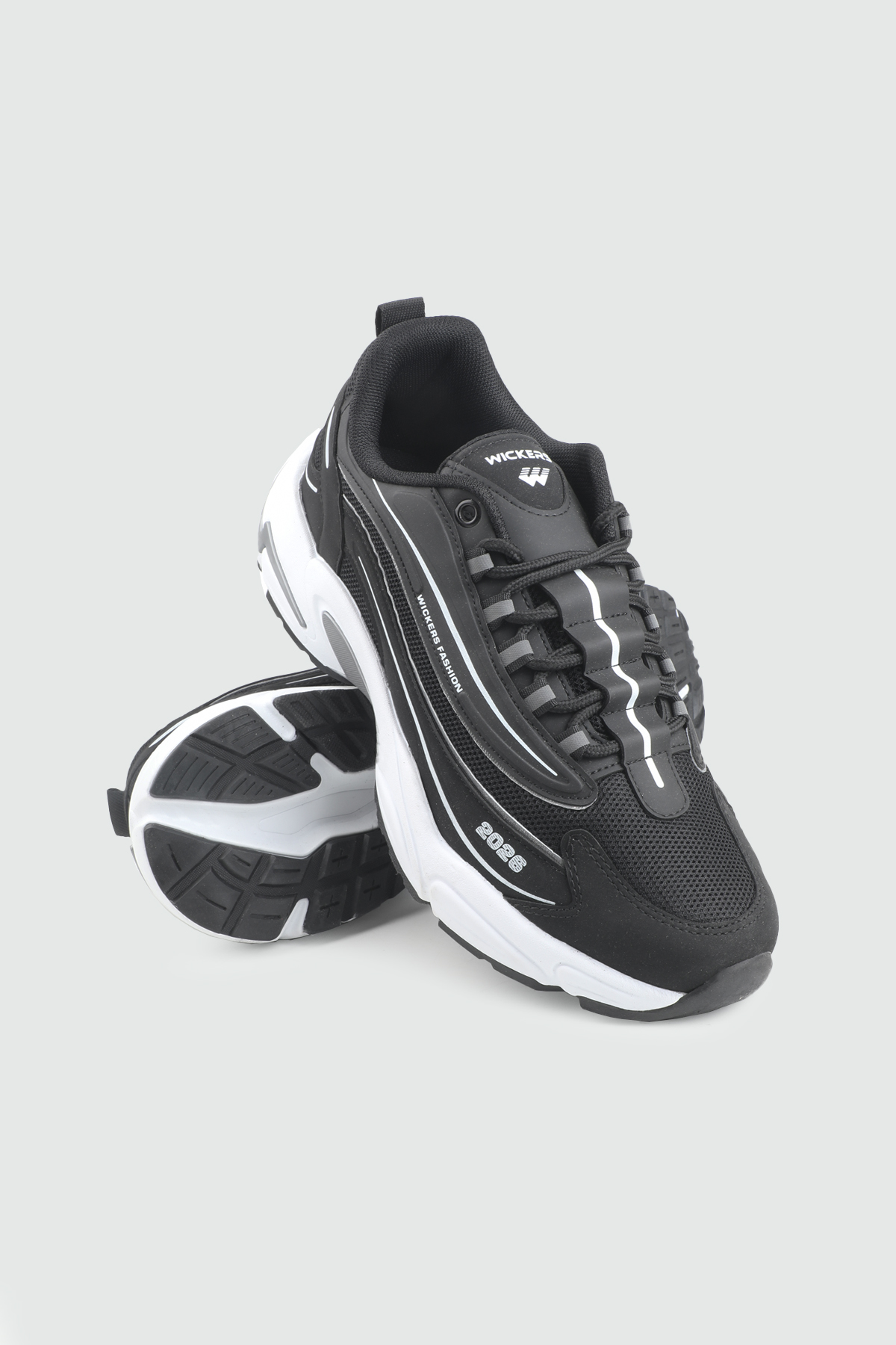 Kalın Taban Erkek Spor Ayakkabı Siyah Beyaz Bağcıklı Erkek Spor Ayakkabı WİCKERS 2975 Kategorisiz Wickers WİCKERS 26Y 2975 MER SPOR