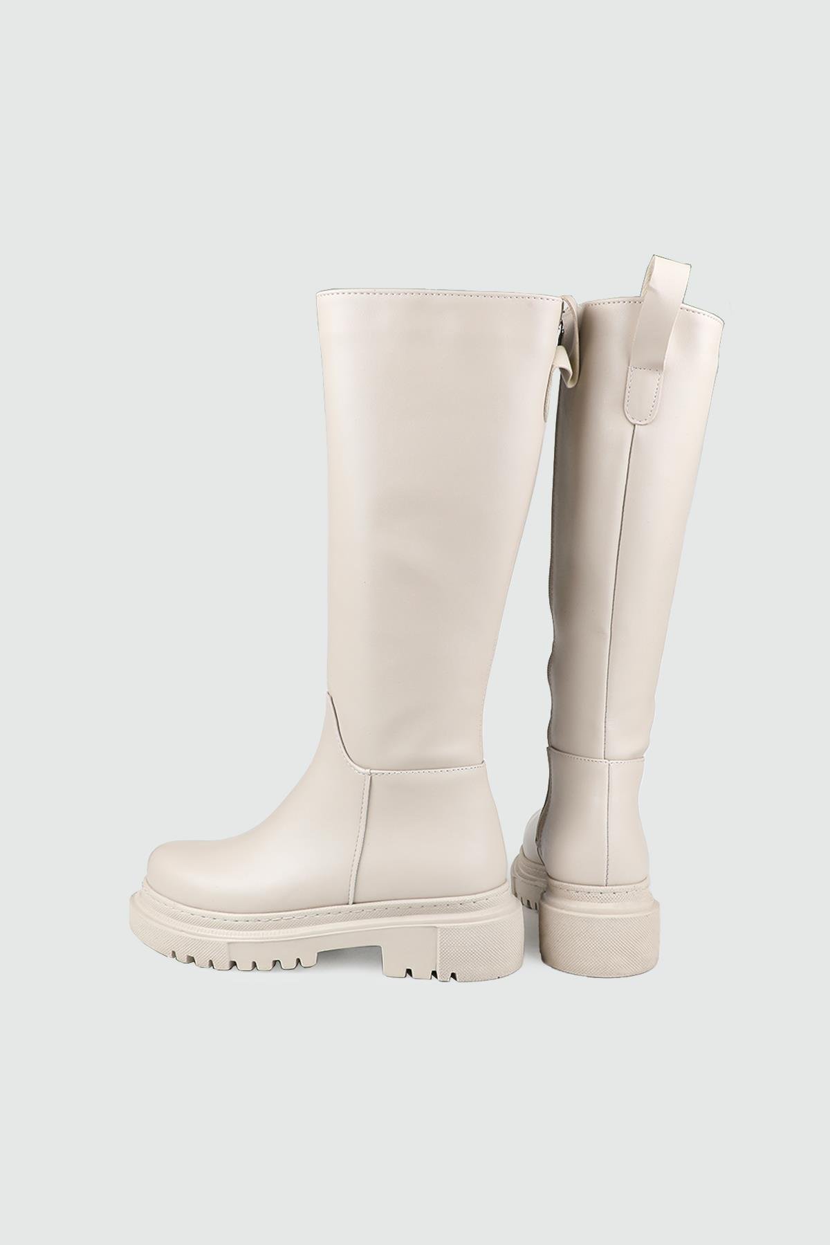 Kalın Taban Fermuarlı Kadın Çizme Bej Kalın Taban Çizme My Bella MNK-1978 Kadın Çizme MY BELLA My Bella MNK-1978 Kadın 25K