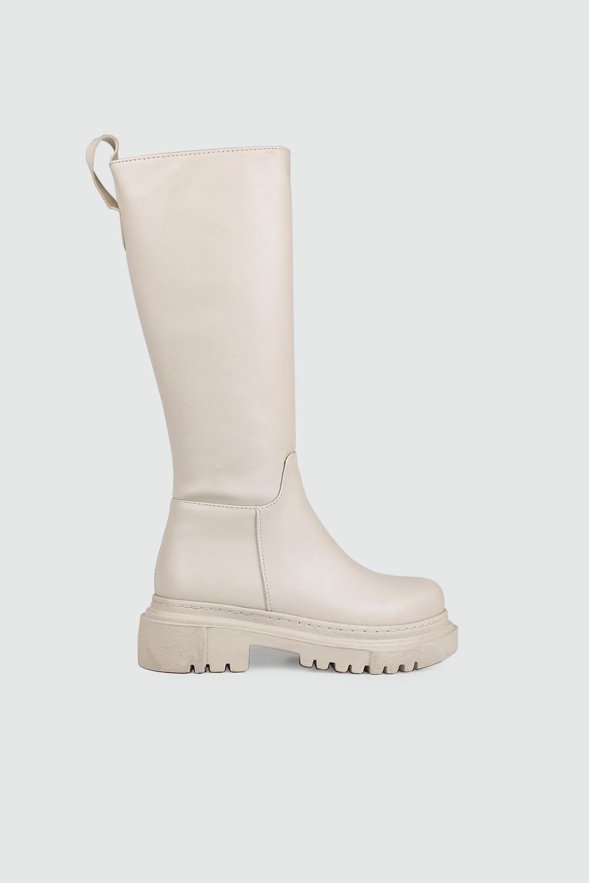 Kalın Taban Fermuarlı Kadın Çizme Bej Kalın Taban Çizme My Bella MNK-1978 Kadın Çizme MY BELLA My Bella MNK-1978 Kadın 25K