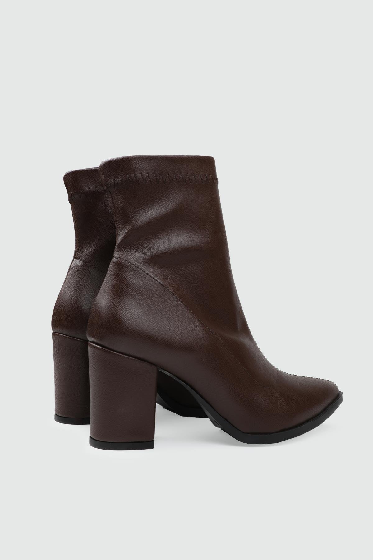 Kare Buru Fermuarlı Kahve Kadın Bot TU-201 Kadın Klasik Bot MyBella MY BELLA CB-1000 Kadın 25K