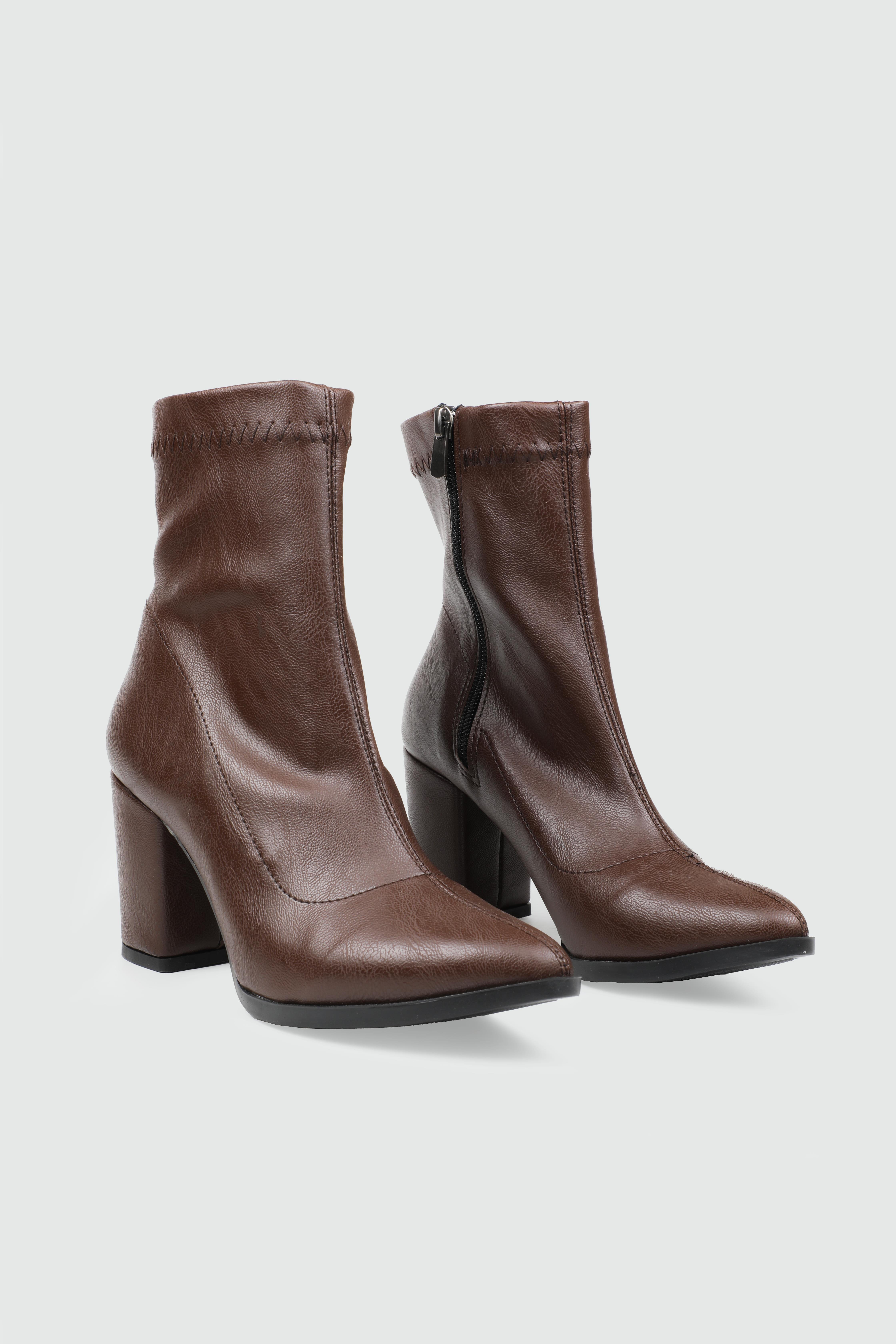 Kare Buru Fermuarlı Kahve Kadın Bot TU-201 Kadın Klasik Bot MyBella MY BELLA CB-1000 Kadın 25K