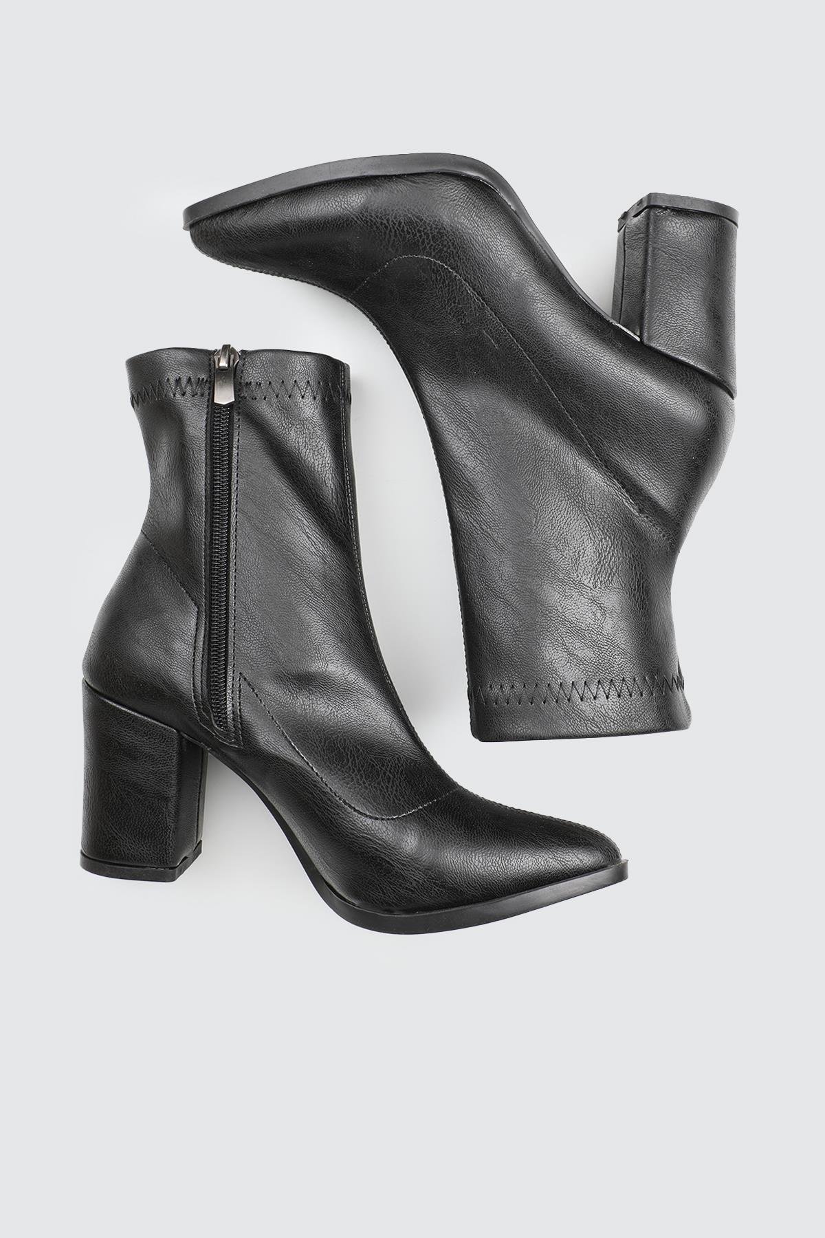 Kare Buru Fermuarlı Siyah Kadın Bot TU-201 Kadın Klasik Bot MyBella MY BELLA CB-1000 Kadın 25K