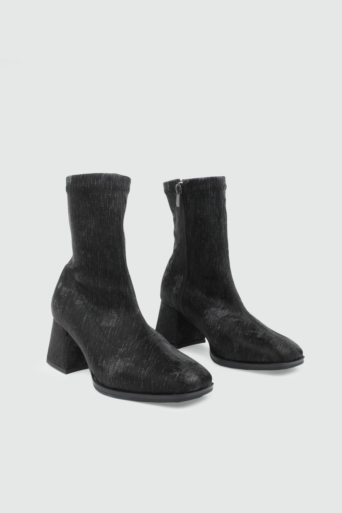 Kare Burun Yüksek Topuklu Siyah Kot Fermuarlı Günlük Kadın Bot MY BELLA LPA-101 Kadın Günlük Conford Bot MyBella MY BELLA LPA-101 Kadın 25K