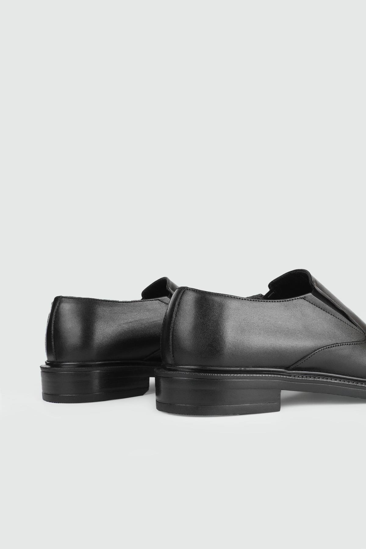 Kauçuk Taban Bağsız Siyah Antik Erkek Ayakkabı 304 Erkek Klasik Ayakkabı ALVERES ALVERES 304 düz mas kçk