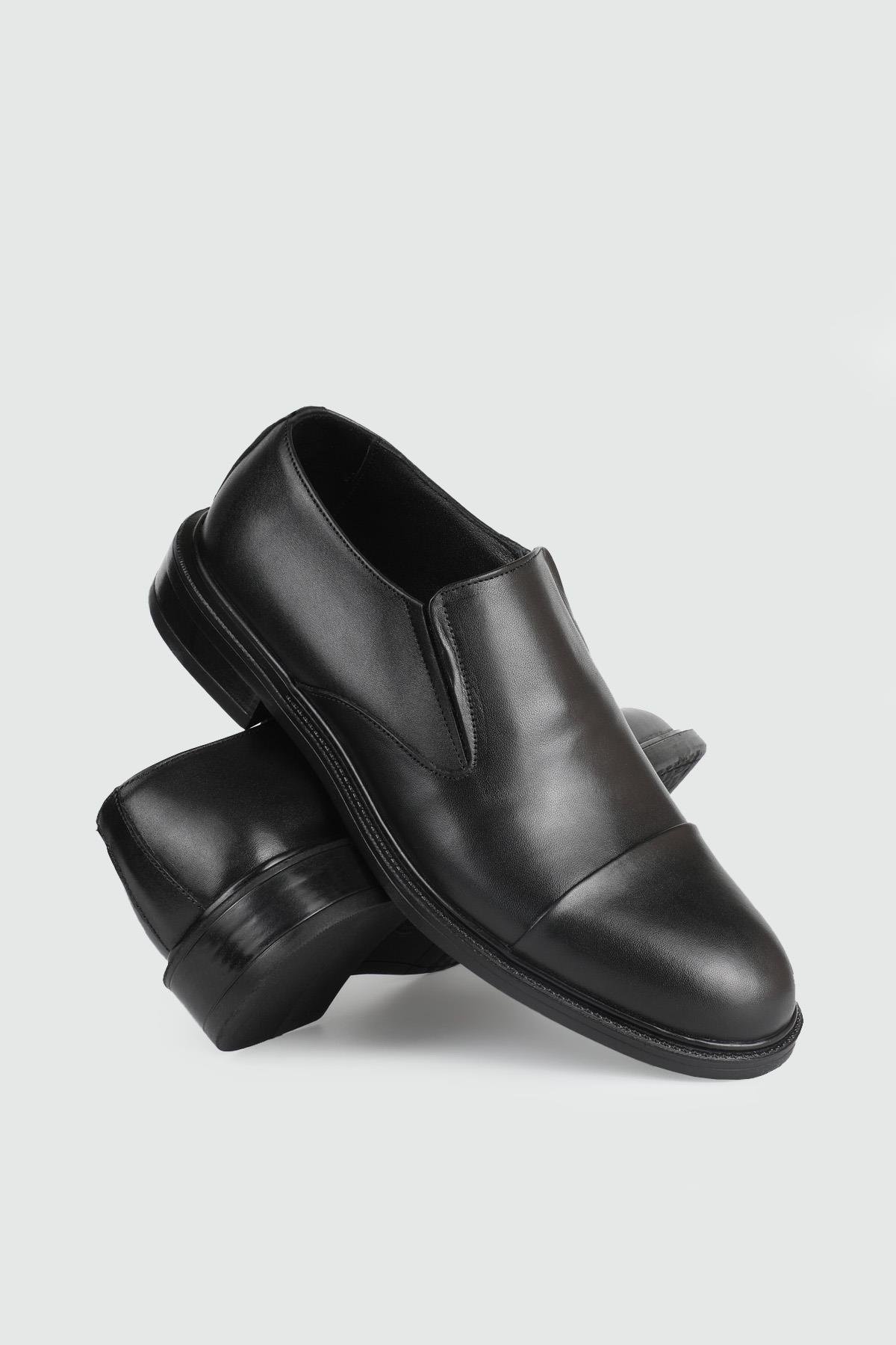 Kauçuk Taban Bağsız Siyah Antik Erkek Ayakkabı 304 Erkek Klasik Ayakkabı ALVERES ALVERES 304 düz mas kçk