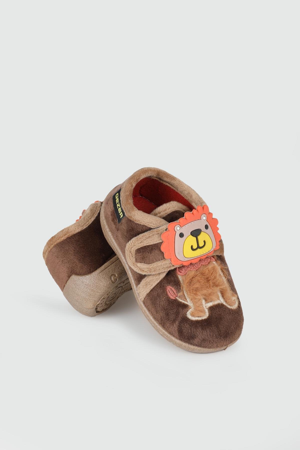 Kaydırmaz Taban Rahat Cırtlı Kahve Taba Çocuk Panduf 3361 Çocuk Panduf Gezer GEZER 3361 PANDUF BEBE erk
