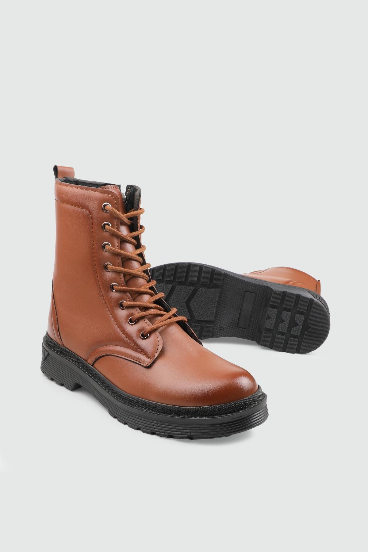 Kaymaz Taban Bağcıklı Fermuarlı Taba Termo Kadın Bot 901 Kadın Günlük Conford Bot Wanetti Wanetti 901 Kadın 25K