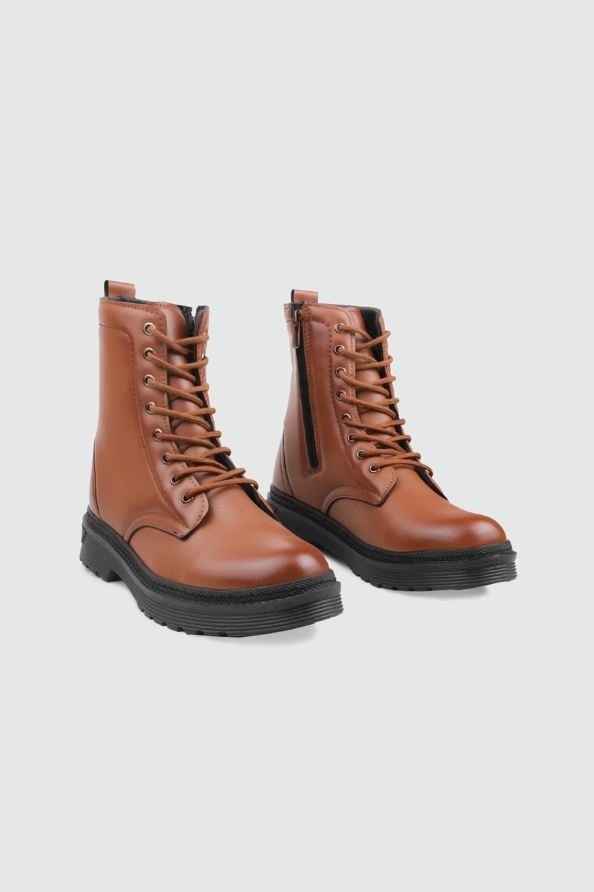 Kaymaz Taban Bağcıklı Fermuarlı Taba Termo Kadın Bot 901 Kadın Günlük Conford Bot Wanetti Wanetti 901 Kadın 25K