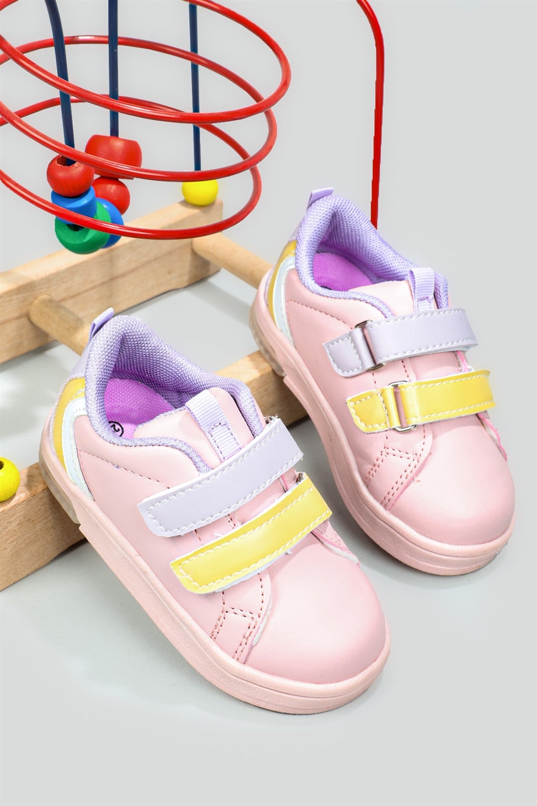 Kaymaz Taban Işıklı Cırtlı Lila Çocuk Spor Ayakkabı MAMİ Bebek Sneaker Cool COOL Mami Bebe 22Y
