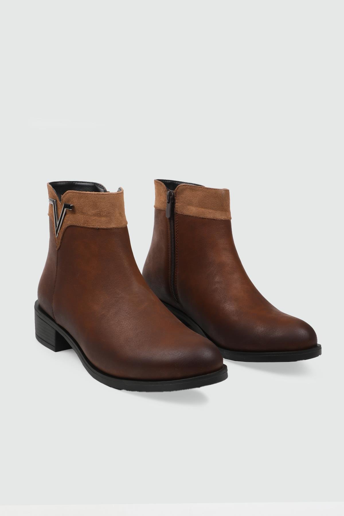 Kaymaz Taban Tokalı Fermuarlı Taba Zümrüt Kadın Bot PR-148 Kadın Günlük Conford Bot Pretty MY BELLA PR-2165 Kadın 25K