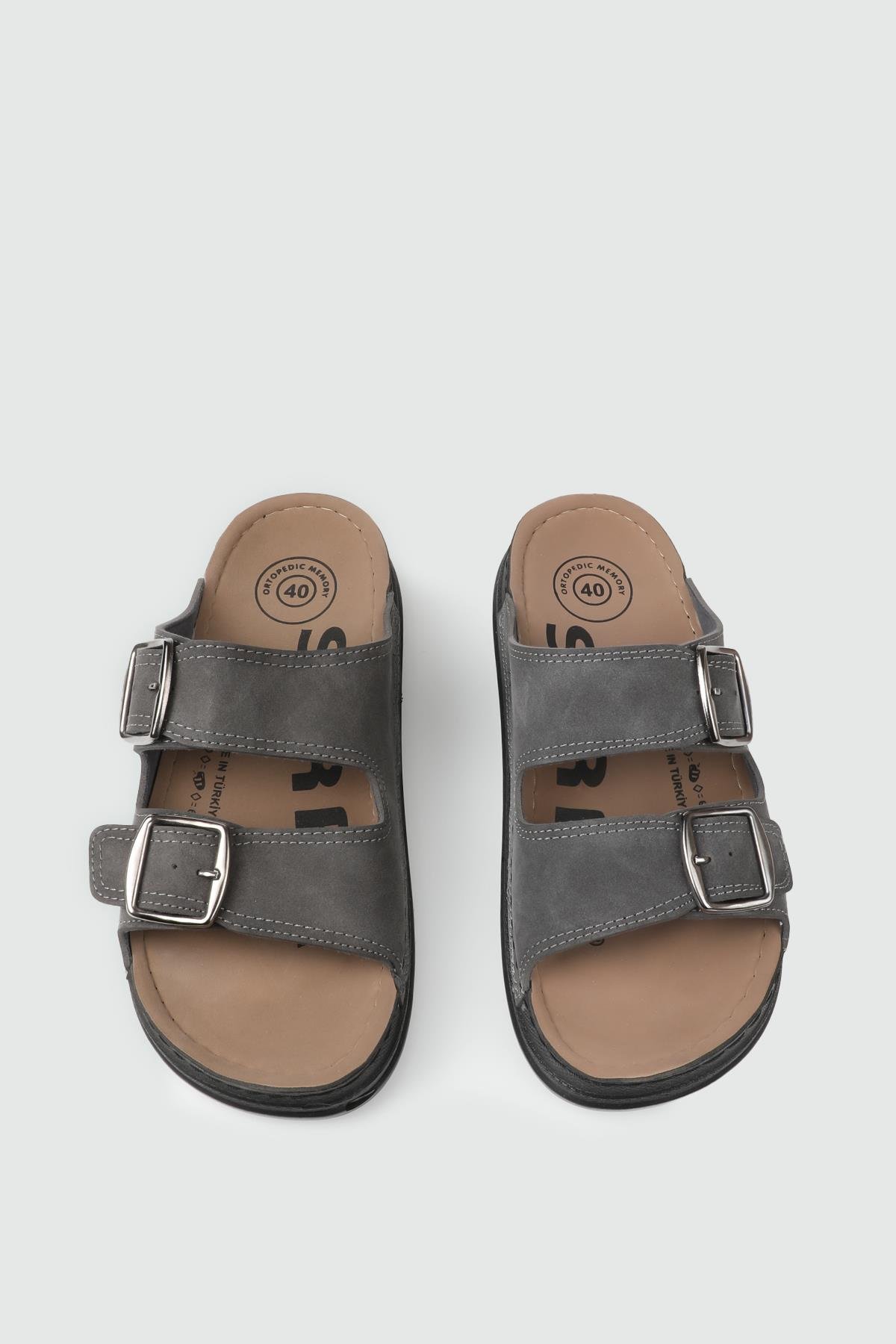 Kemer Detaylı Füme Nubuk Erkek Terlik 6005 Erkek Terlik Serra SERRA 25Y-6005 MER TERLİK CIRT