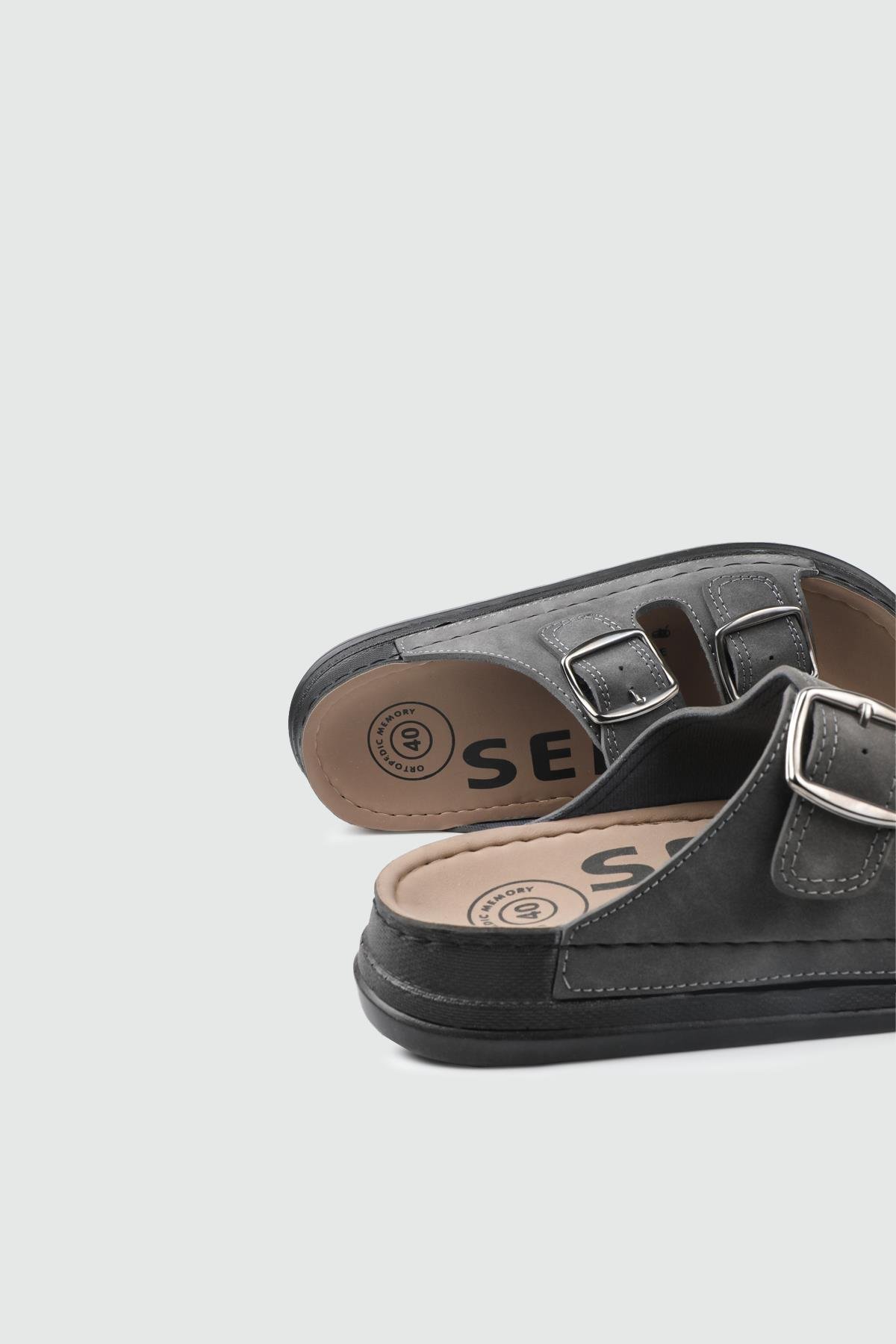 Kemer Detaylı Füme Nubuk Erkek Terlik 6005 Erkek Terlik Serra SERRA 25Y-6005 MER TERLİK CIRT