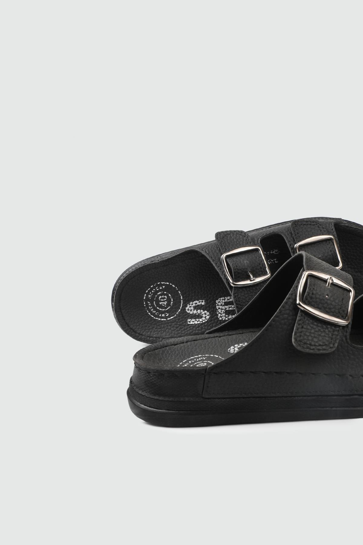 Kemer Detaylı Siyah Erkek Terlik 6005 Erkek Terlik Serra SERRA 25Y-6005 MER TERLİK CIRT