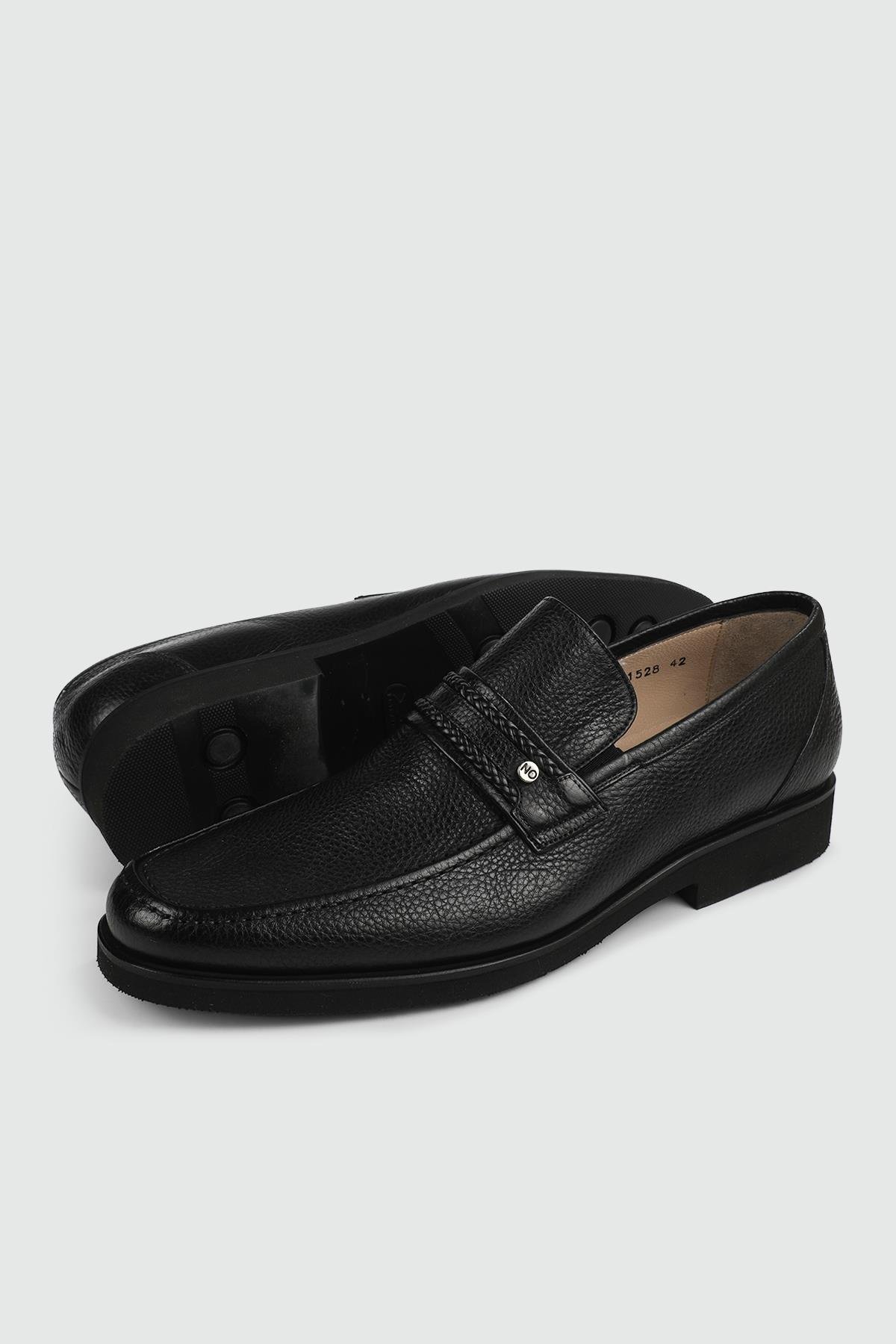 Klasik Deri Kösele Siyah Floter Erkek Ayakkabı 1528-152 Erkek Klasik Ayakkabı Nevzat Onay NEVZAT ONAY 1528-152 EVA