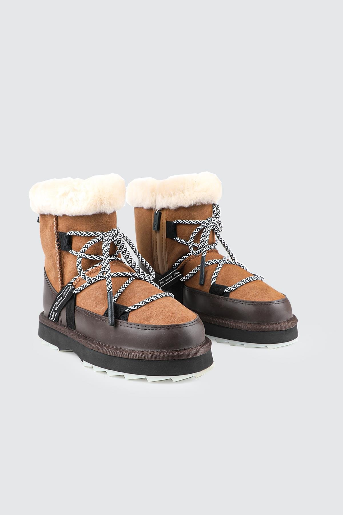 Kürklü Kışlık Kaymaz Taban Chestnut Kadın Kürklü Kaymaz Taban Bağcıklı Bot W12641 Kadın Günlük Conford Bot EMU Australia W12641