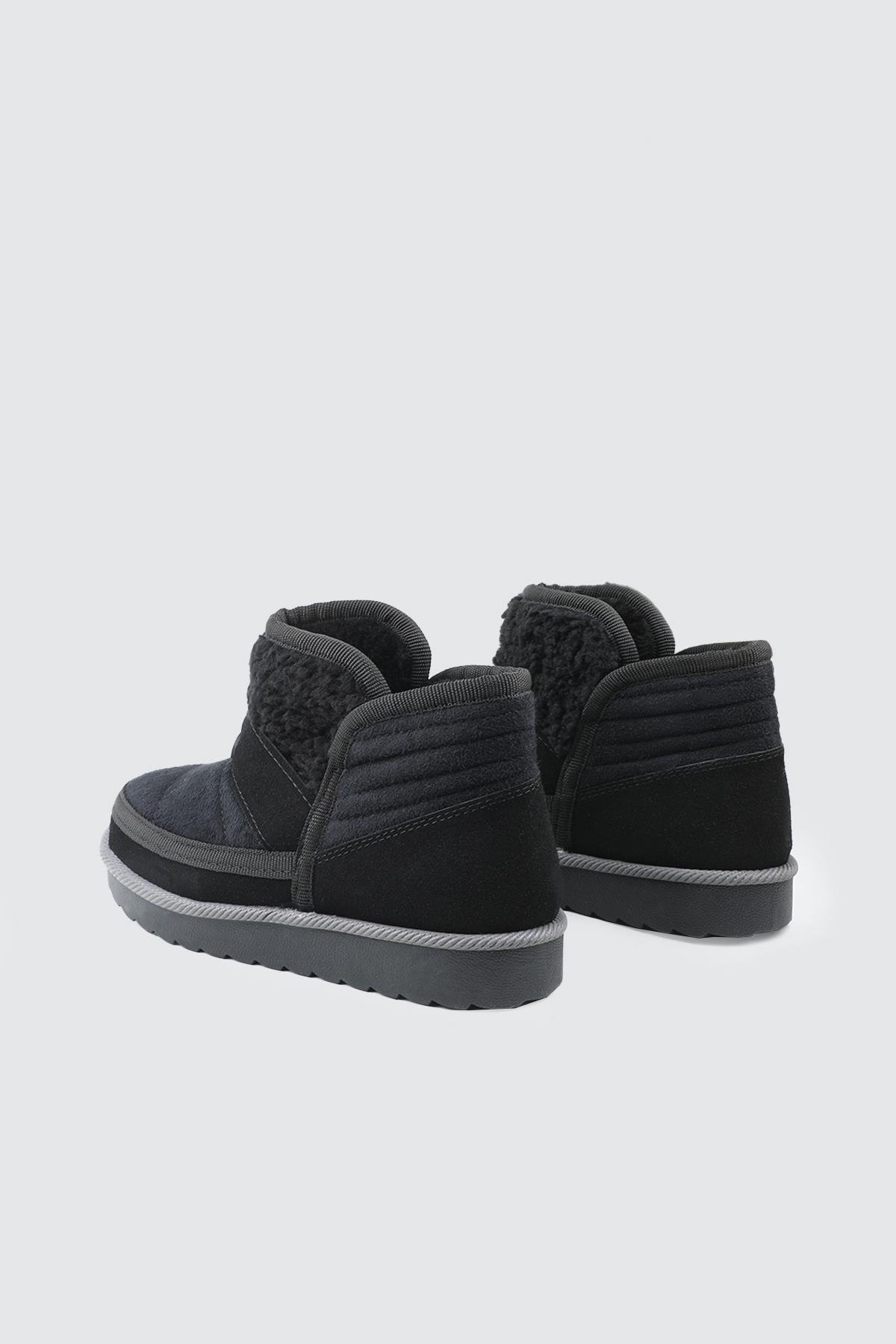 Kürklü Patik Çocuk Siyah Düz Taban Bağsız Ş-105 Çocuk Yağmur ve Kar Botu MİNİCAN Minican Ş-105 PATİK 25K