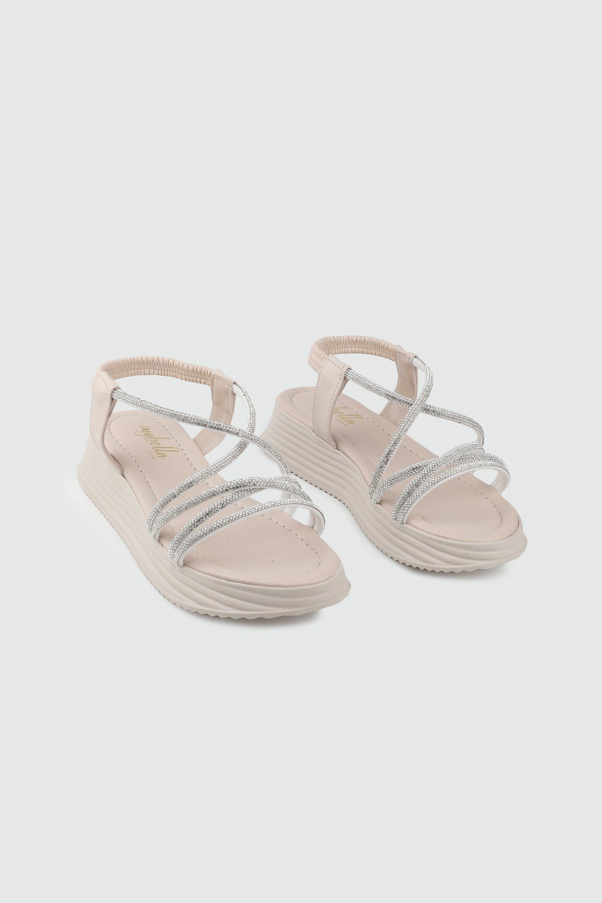 Likralı Sandalet Bej Sandalet S-24200 Kadın düz Sandalet MyBella My Bella S-24195 Kadın 26Y