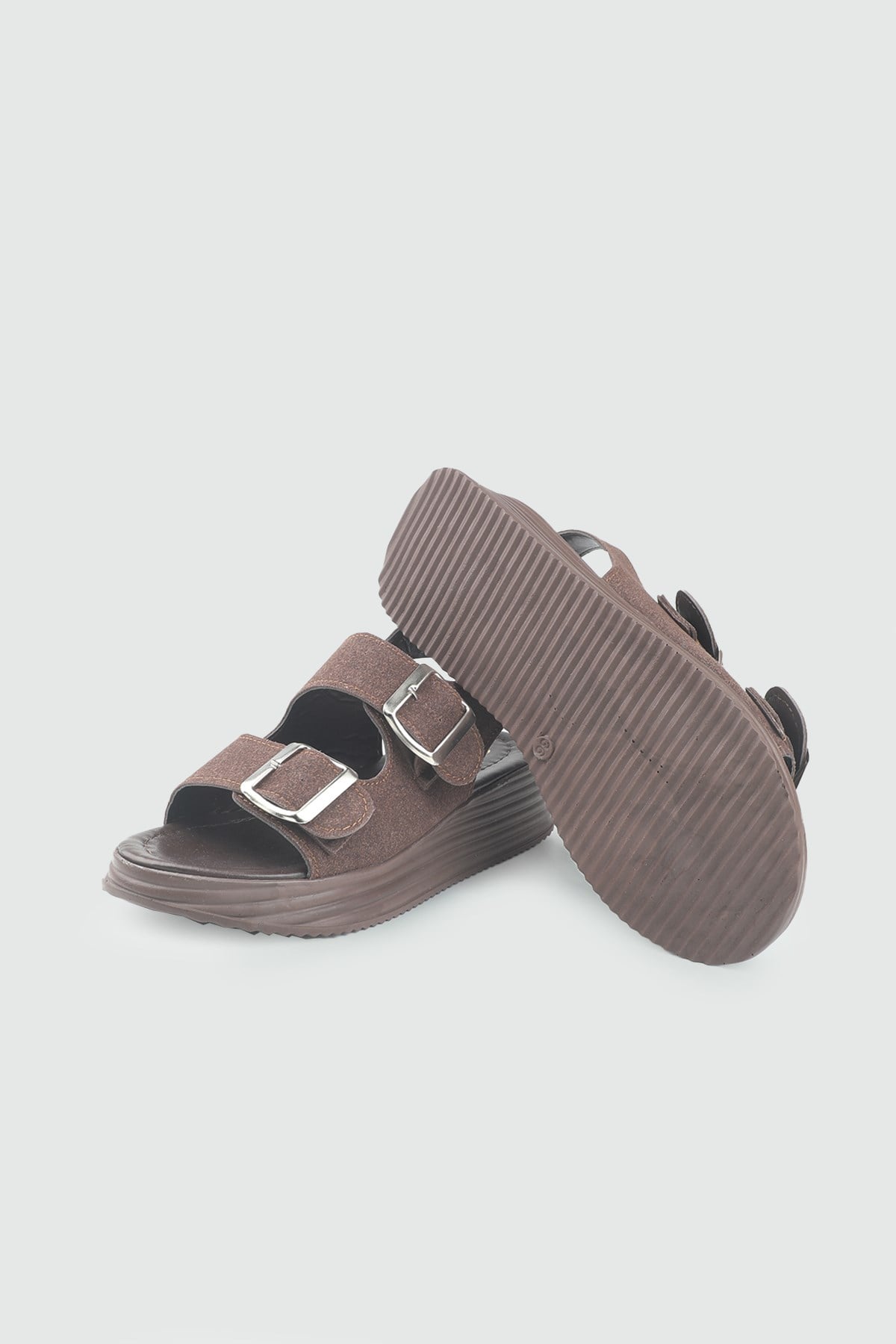 Likralı Sandalet Kahve Süet Sandalet S-24200 Kadın düz Sandalet MyBella My Bella S-2026 Kadın 26Y