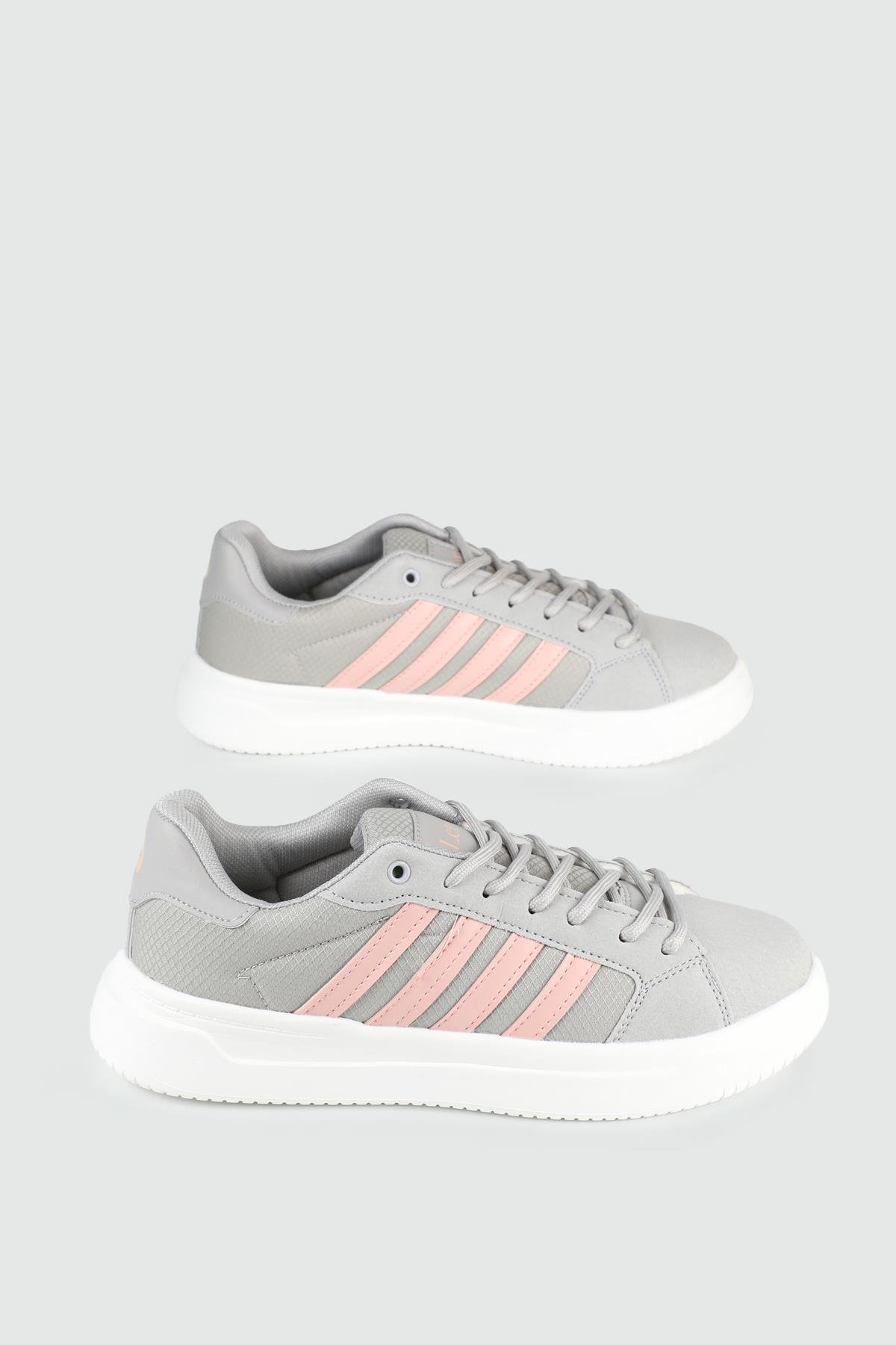 Nefes Alır Fileli Bağcıklı Gri Unisex Spor Ayakkabı 2202 Unisex Sneaker Letoon LETOON 2202 UNİSEX SPOR