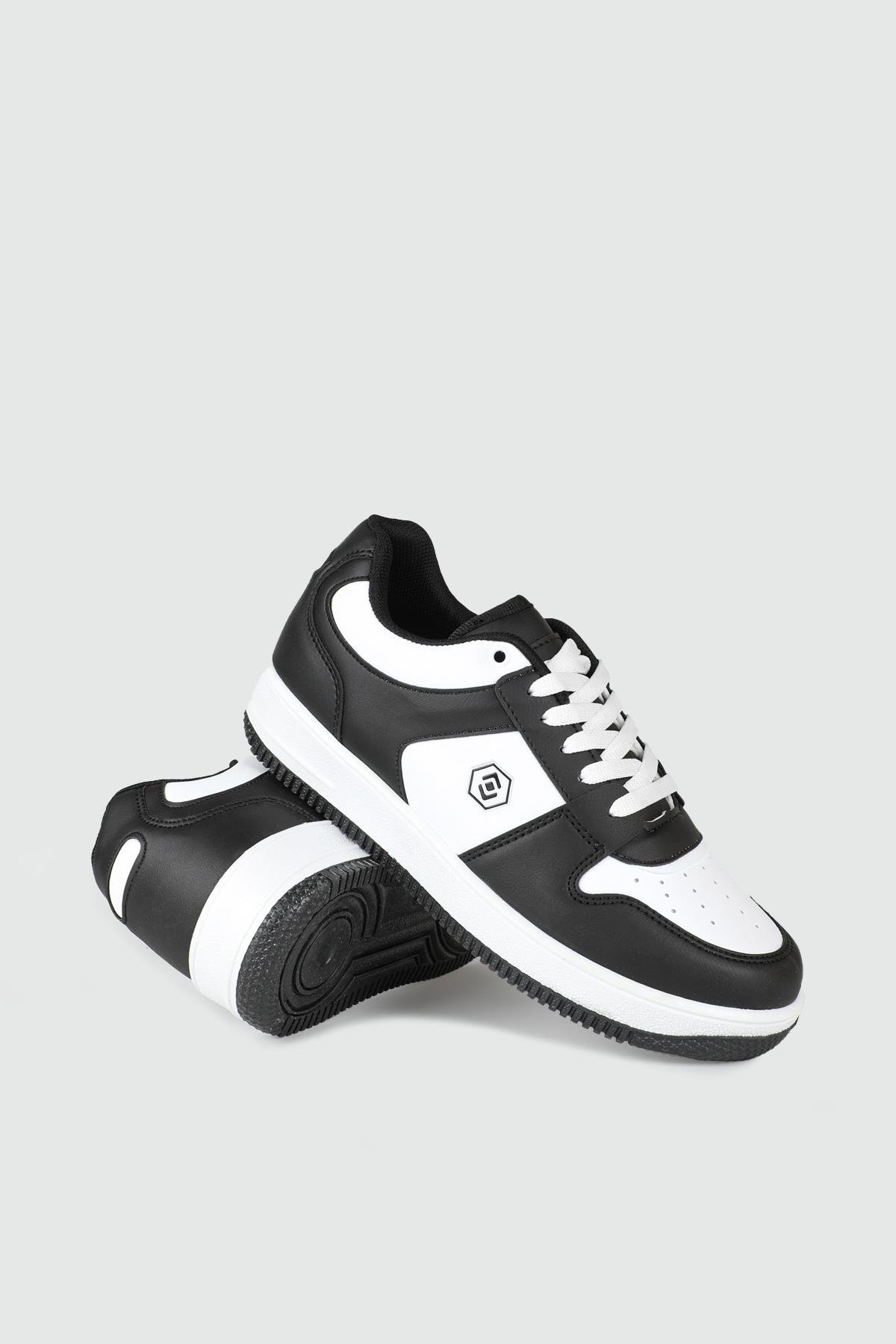 Nefes Alır Fileli Bağcıklı Siyah Beyaz Kadın Spor Ayakkabı 2100 Kadın Sneaker Lambırlent LAMBIRLENT 2100 ZEN SPOR