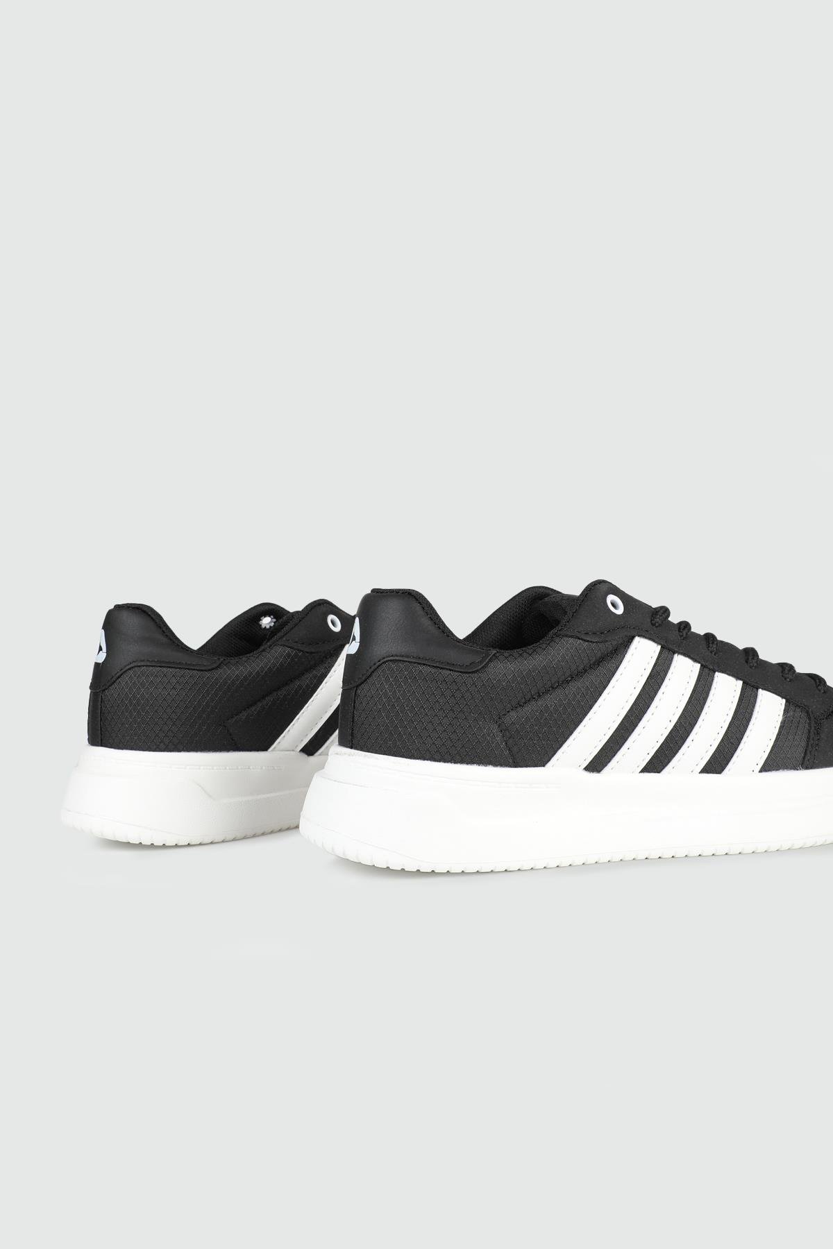 Nefes Alır Fileli Bağcıklı Siyah Beyaz Unisex Spor Ayakkabı 2202 Unisex Sneaker Letoon LETOON 2202 UNİSEX SPOR