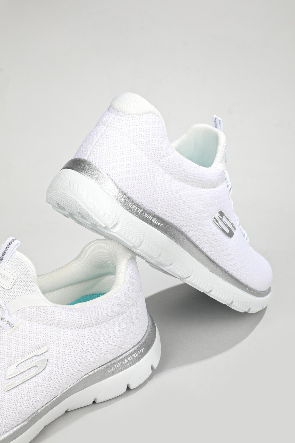 Nefes Alır Ortopedik Beyaz Gümüş Kadın Spor Ayakkabı SUMMİTS Kadın Günlük Spor Ayakkabı Skechers SKECHERS 12980 SUMMİTS ZEN SPR