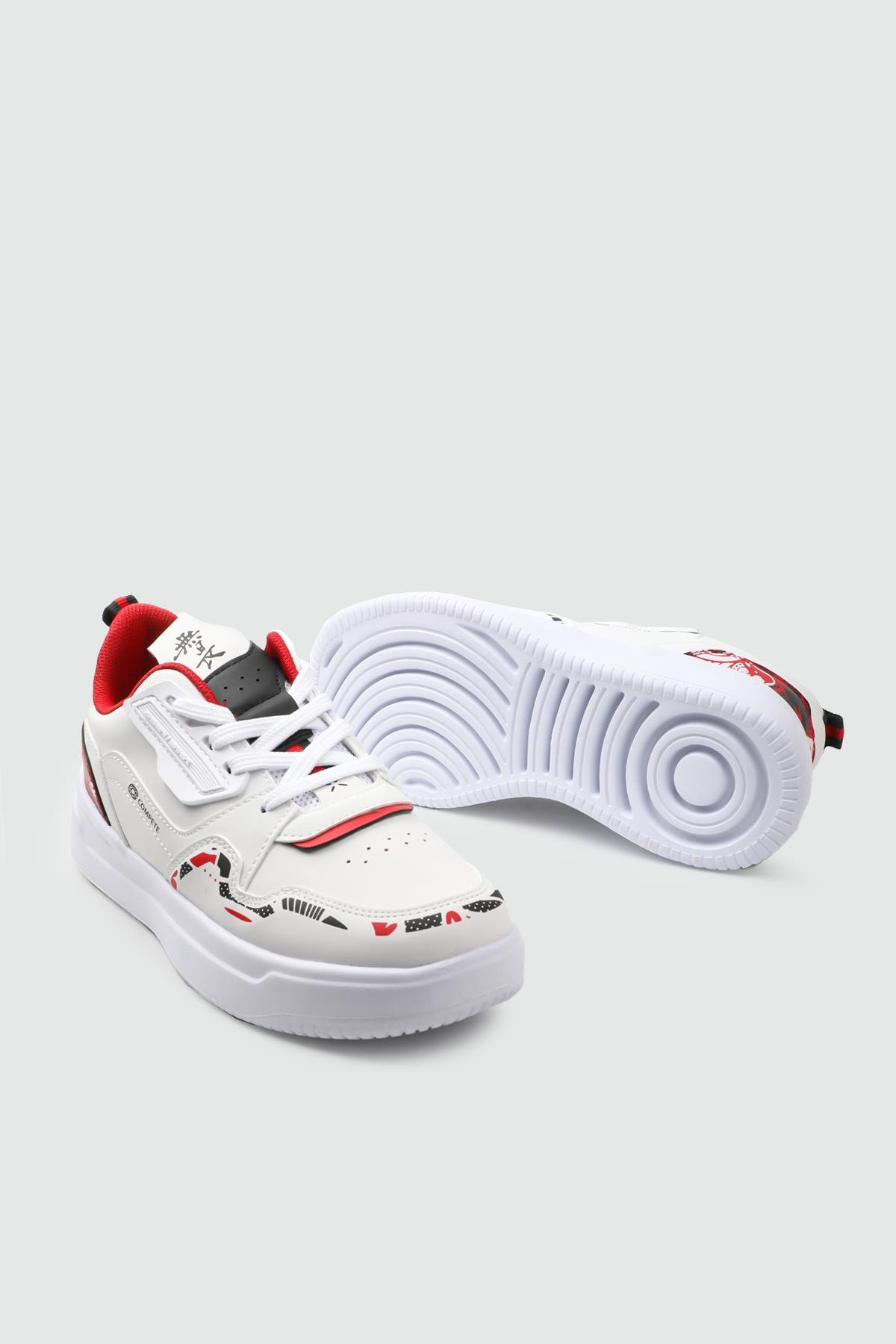 Nefes Alır Rahat Beyaz Kırmızı Unisex Spor Ayakkabı CONPAX 1504 Unisex Günlük Spor Ayakkabı Conpax CONPAX 25Y 1504