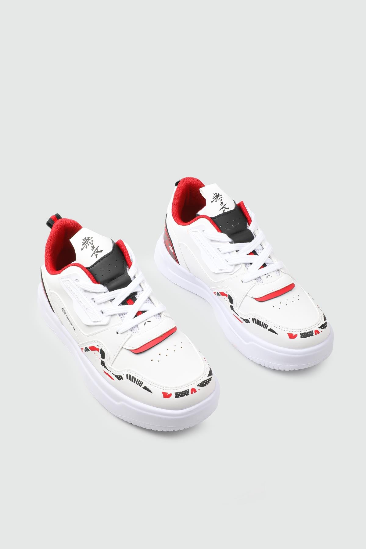 Nefes Alır Rahat Beyaz Kırmızı Unisex Spor Ayakkabı CONPAX 1504 Unisex Günlük Spor Ayakkabı Conpax CONPAX 25Y 1504