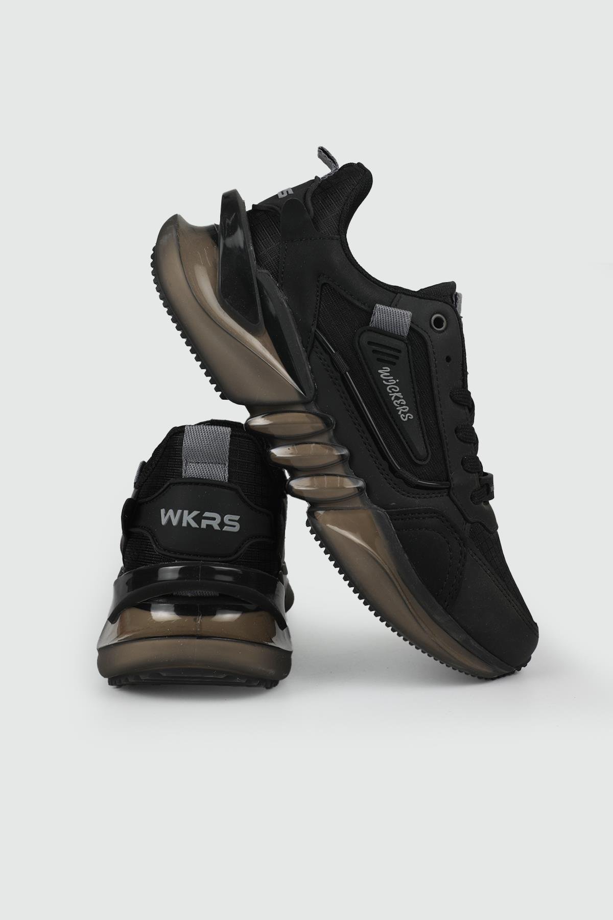 Nefes Alır Rahat Kalın Taban Siyah Füme Erkek Spor Ayakkabı 2499 Erkek Günlük Spor Ayakkabı Wickers WİCKERS 2499 MER SPOR