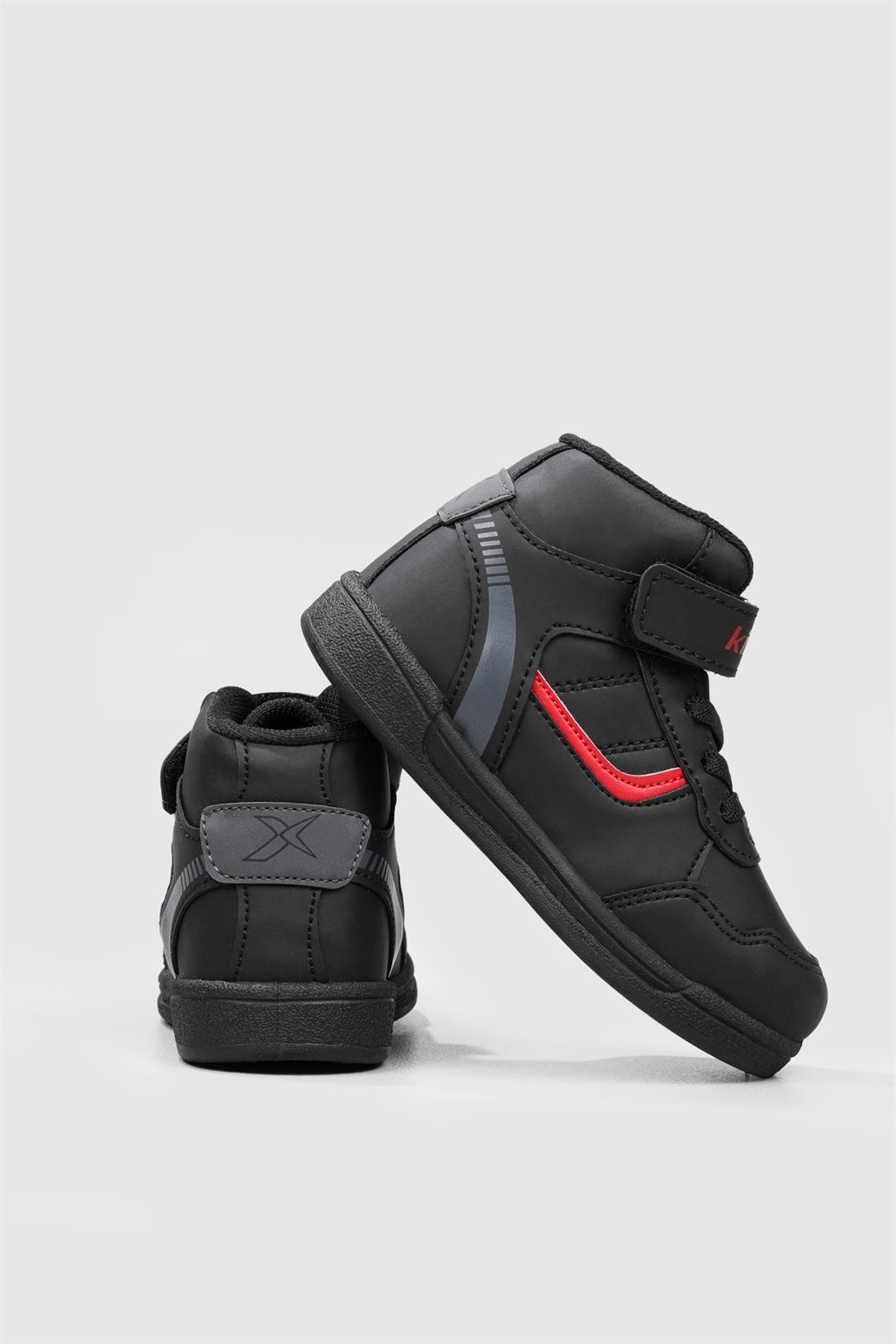 Nefes Alır Rahat Siyah Kırmızı Çocuk Spor Ayakkabı HORNET Çocuk Günlük Spor Ayakkabı Kinetix KİNETİX HORNET PU HI 22k