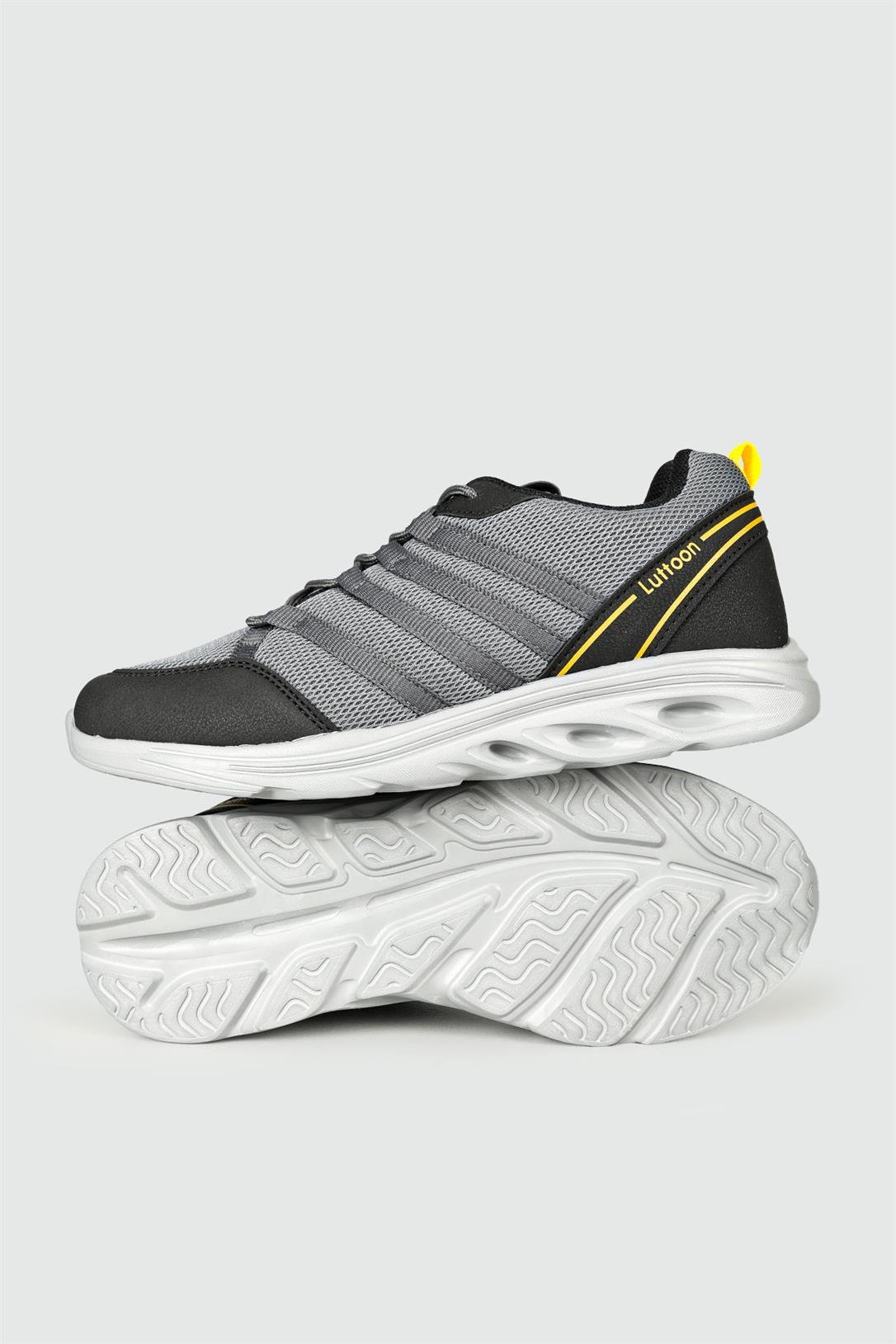 Nefes Alır Sneaker Füme Siyah Sarı Erkek Spor Ayakkabı 4138 Erkek Günlük Spor Ayakkabı Lutton LUTTON 4138 MER SPOR