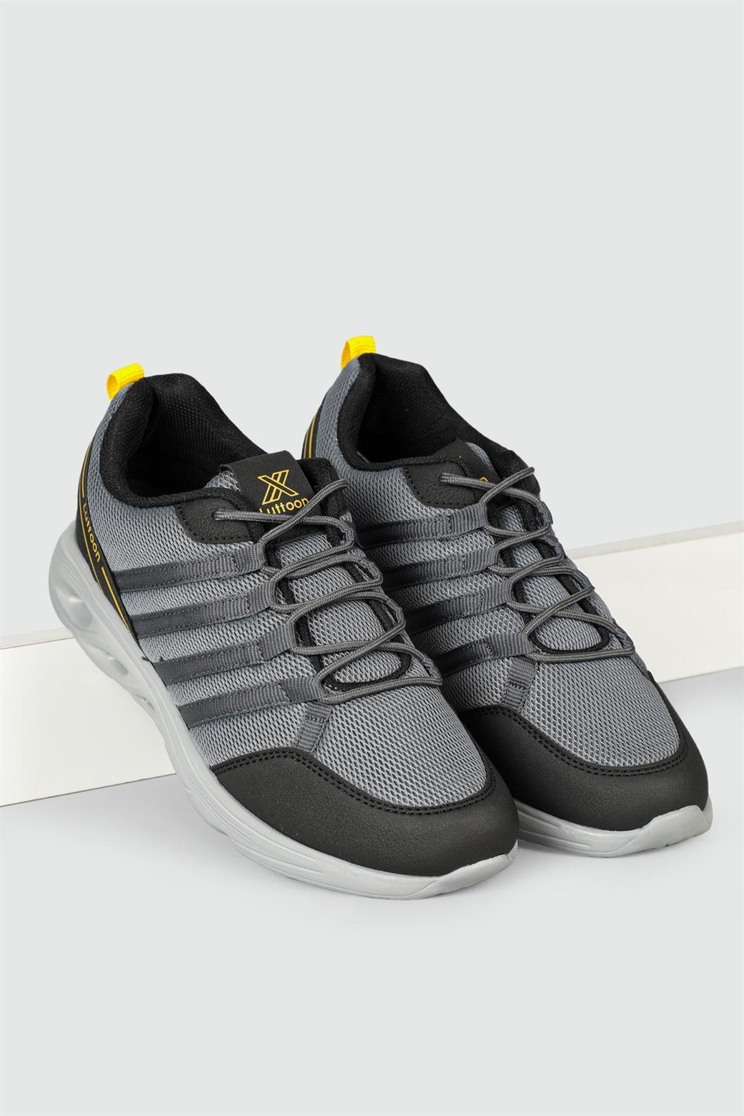 Nefes Alır Sneaker Füme Siyah Sarı Erkek Spor Ayakkabı 4138 Erkek Günlük Spor Ayakkabı Lutton LUTTON 4138 MER SPOR