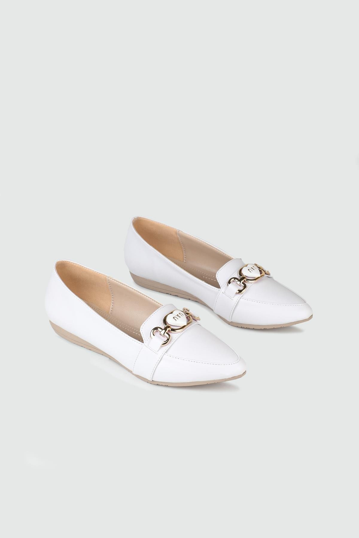 Önden Tokalı Günlük Beyaz Kadın Babet ŞM-2002 Kadın Babet Carla Bella My Bella ŞM-2002 Kadın 25Y